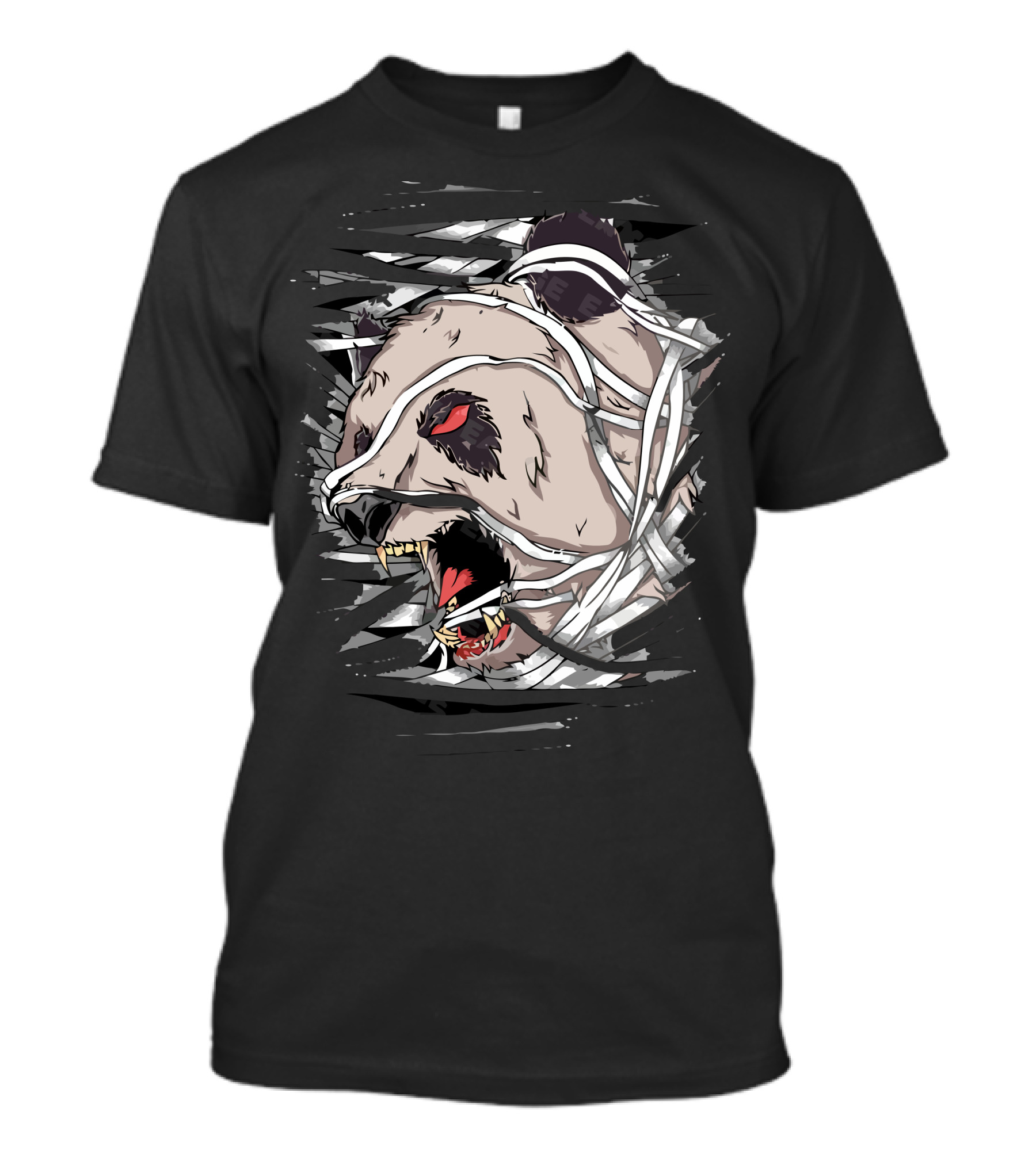 Angry Bear Wrapped In Fierce Bandages With Red Eyes T-Shirt