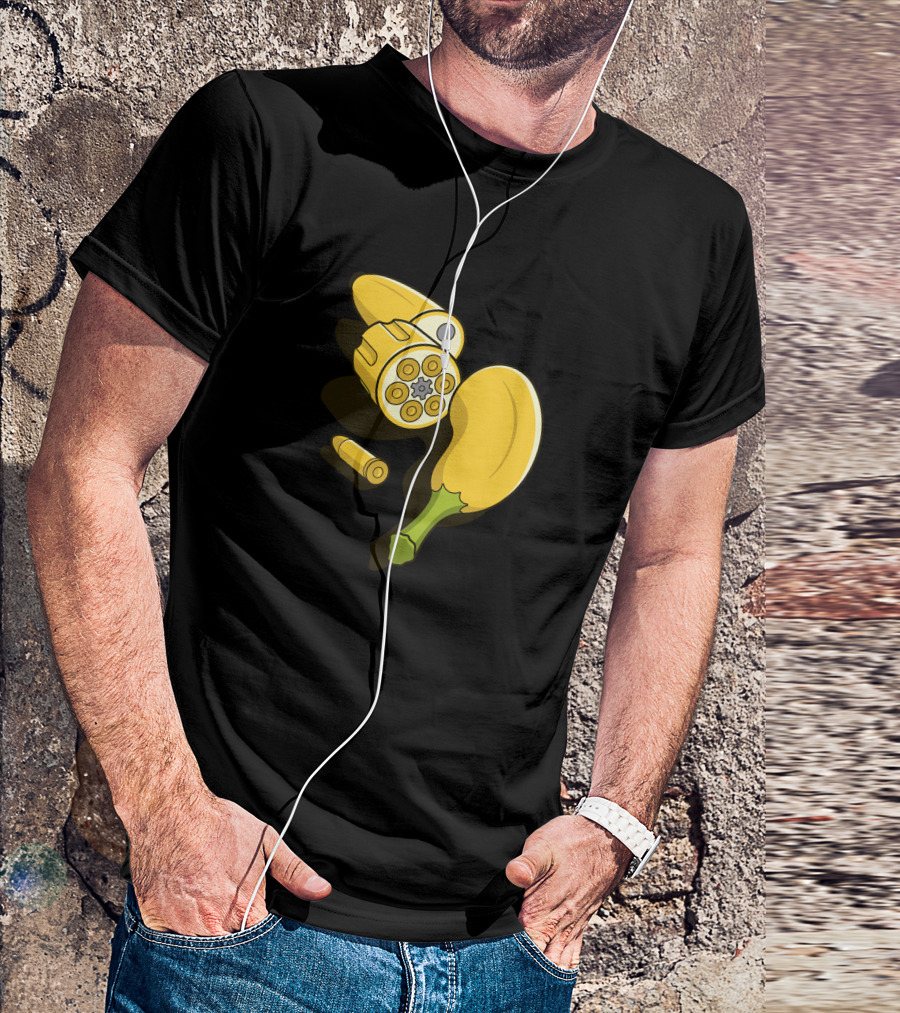 Banna Gun Fully Loaded Banana Revolver With Bullet T-Shirt