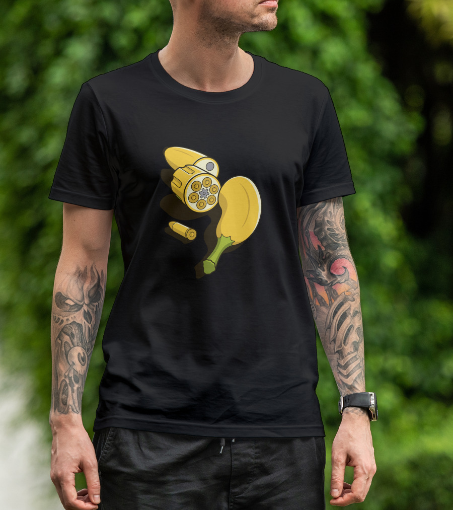 Banna Gun Fully Loaded Banana Revolver With Bullet T-Shirt