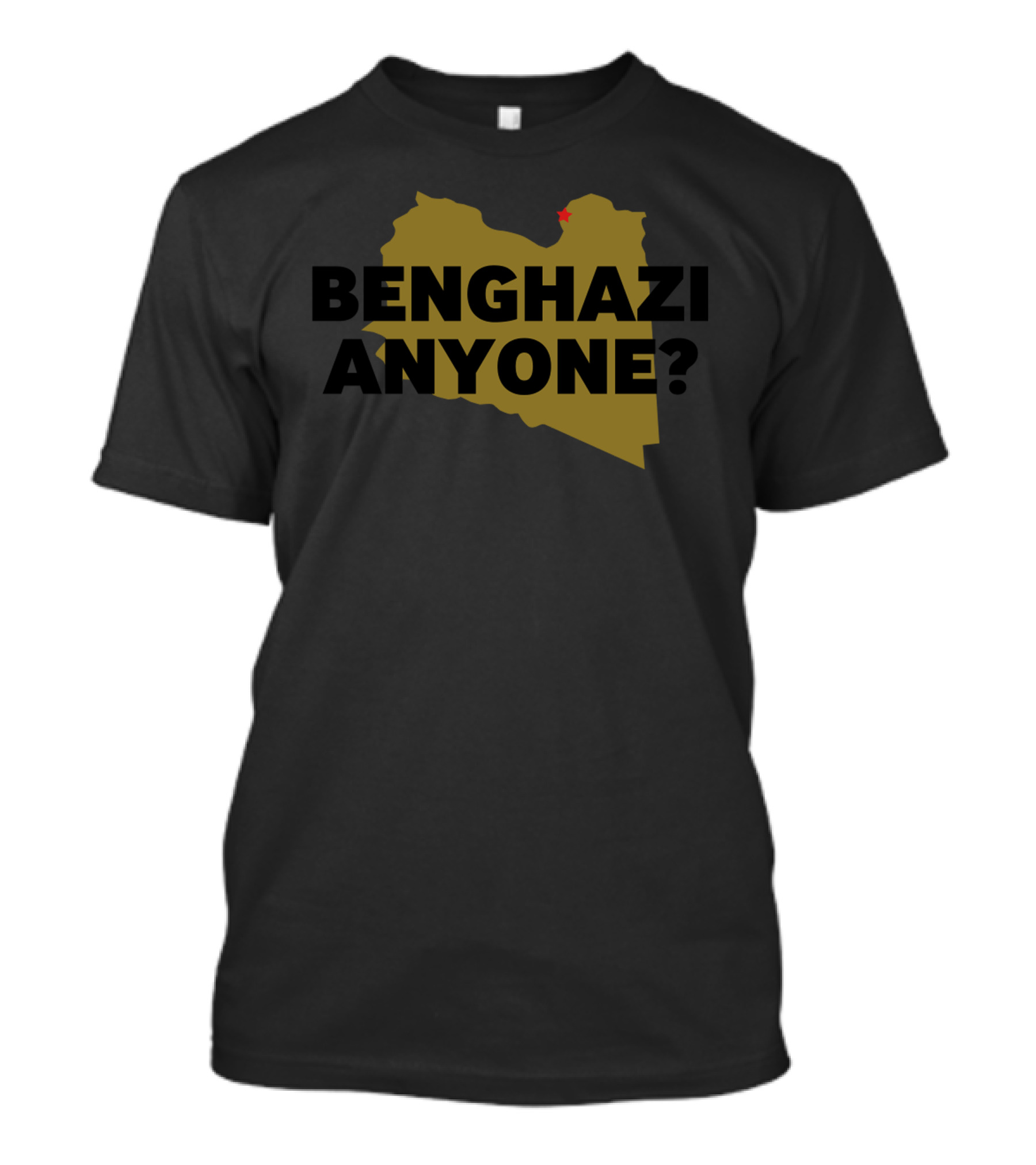 Benghazi Anyone Libya Map Silhouette With Red Dot Marker T-Shirt