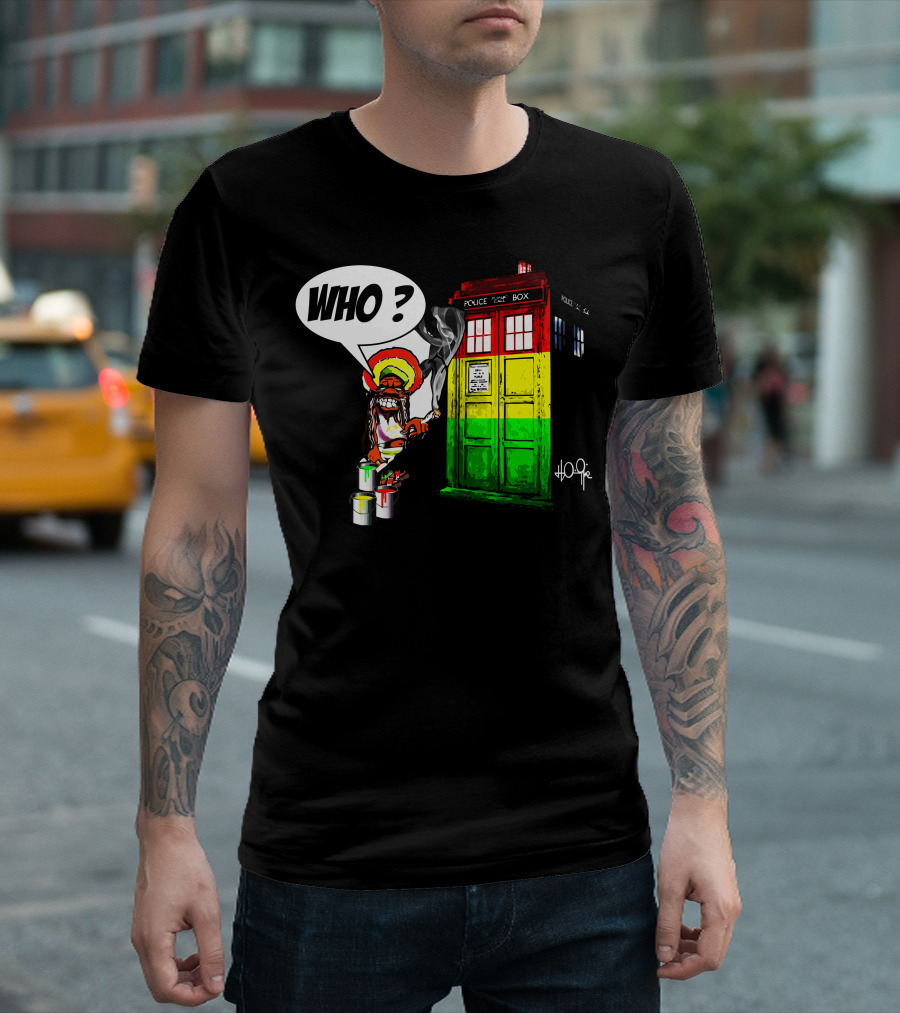 Bob Marley Rasta Tardis Reggae Police Box Who T-Shirt