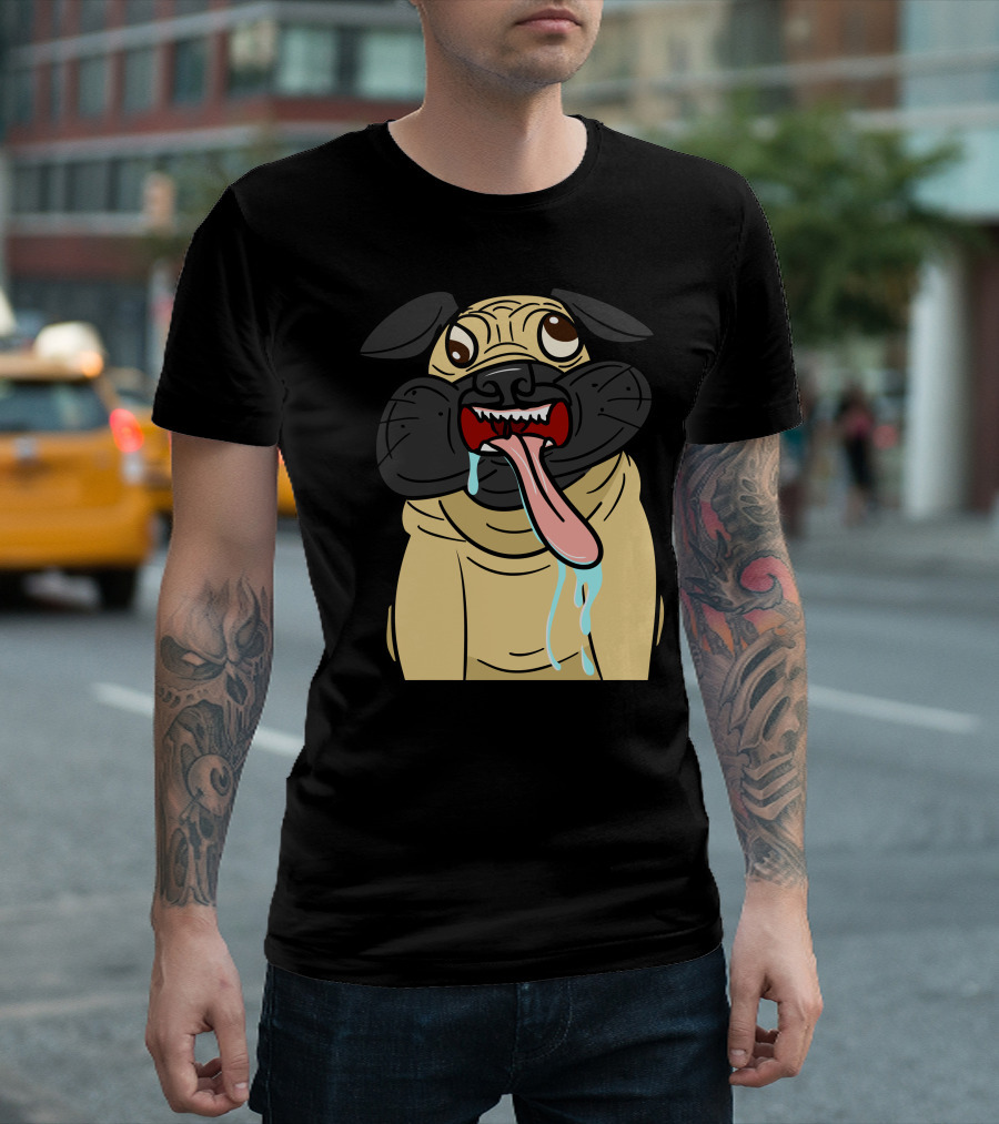 Derpy Pug Tongue Out Drooling Hilarious Expression T-Shirt