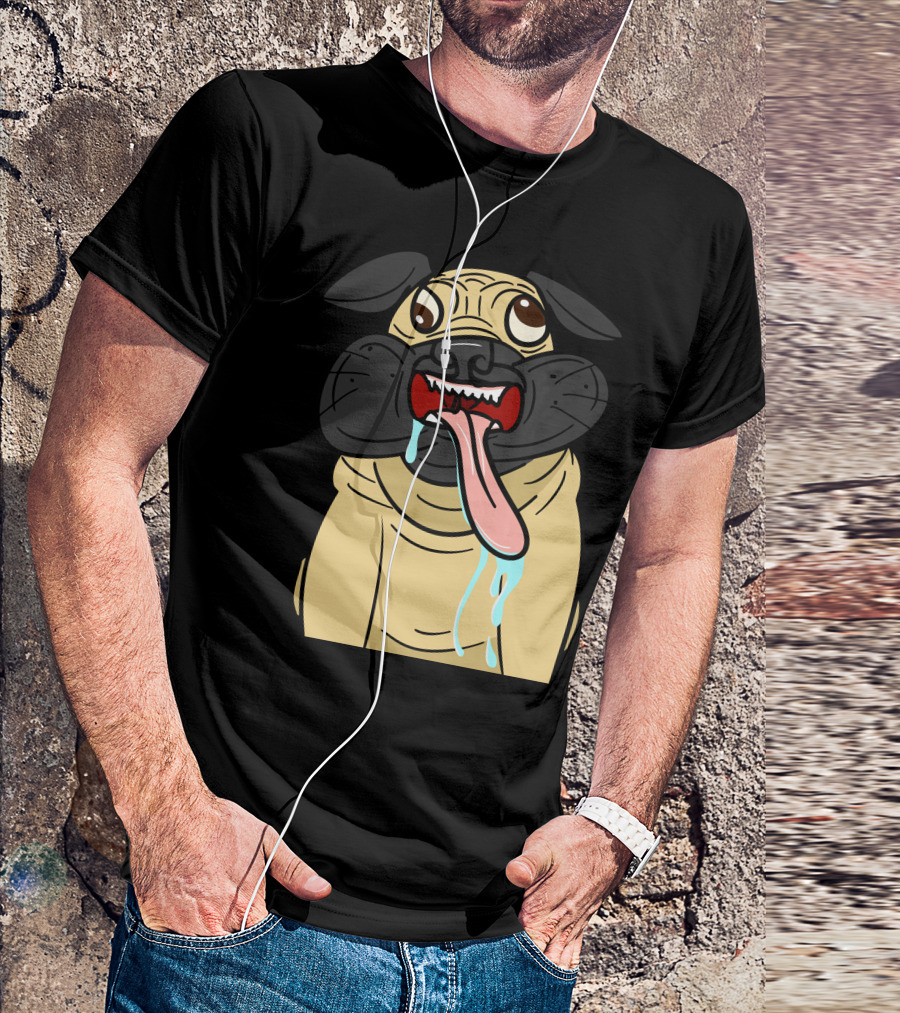 Derpy Pug Tongue Out Drooling Hilarious Expression T-Shirt