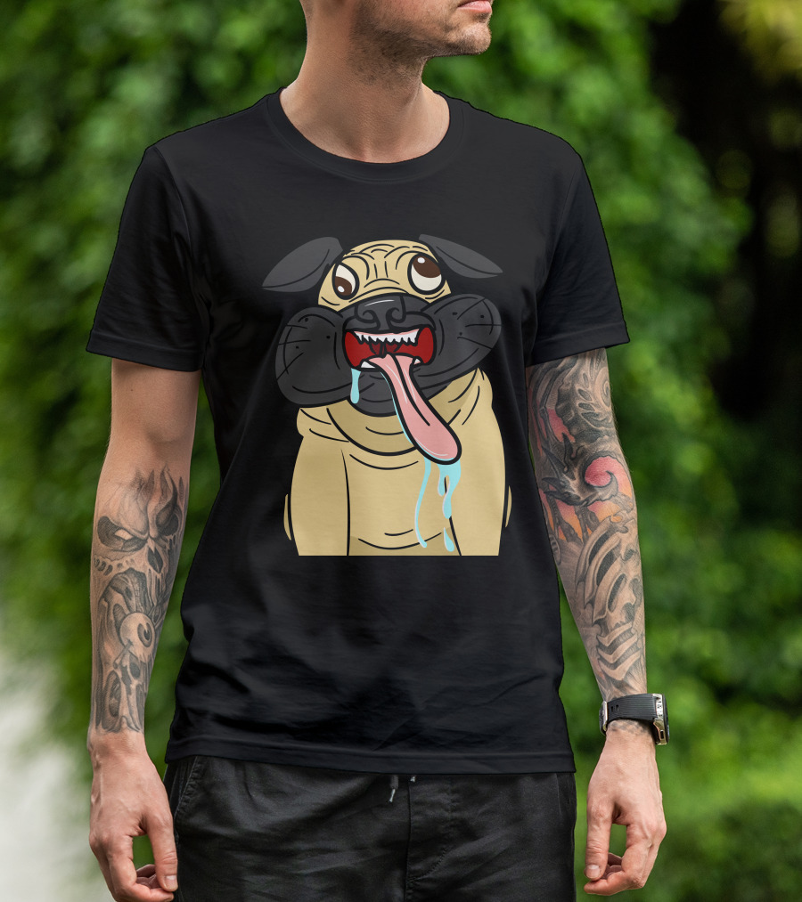 Derpy Pug Tongue Out Drooling Hilarious Expression T-Shirt