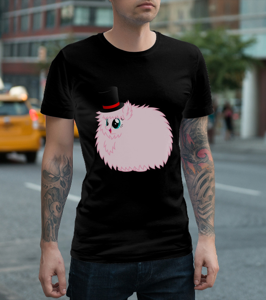Fluffle Puff Stare with Cute Pink Fur and Top Hat T-Shirt