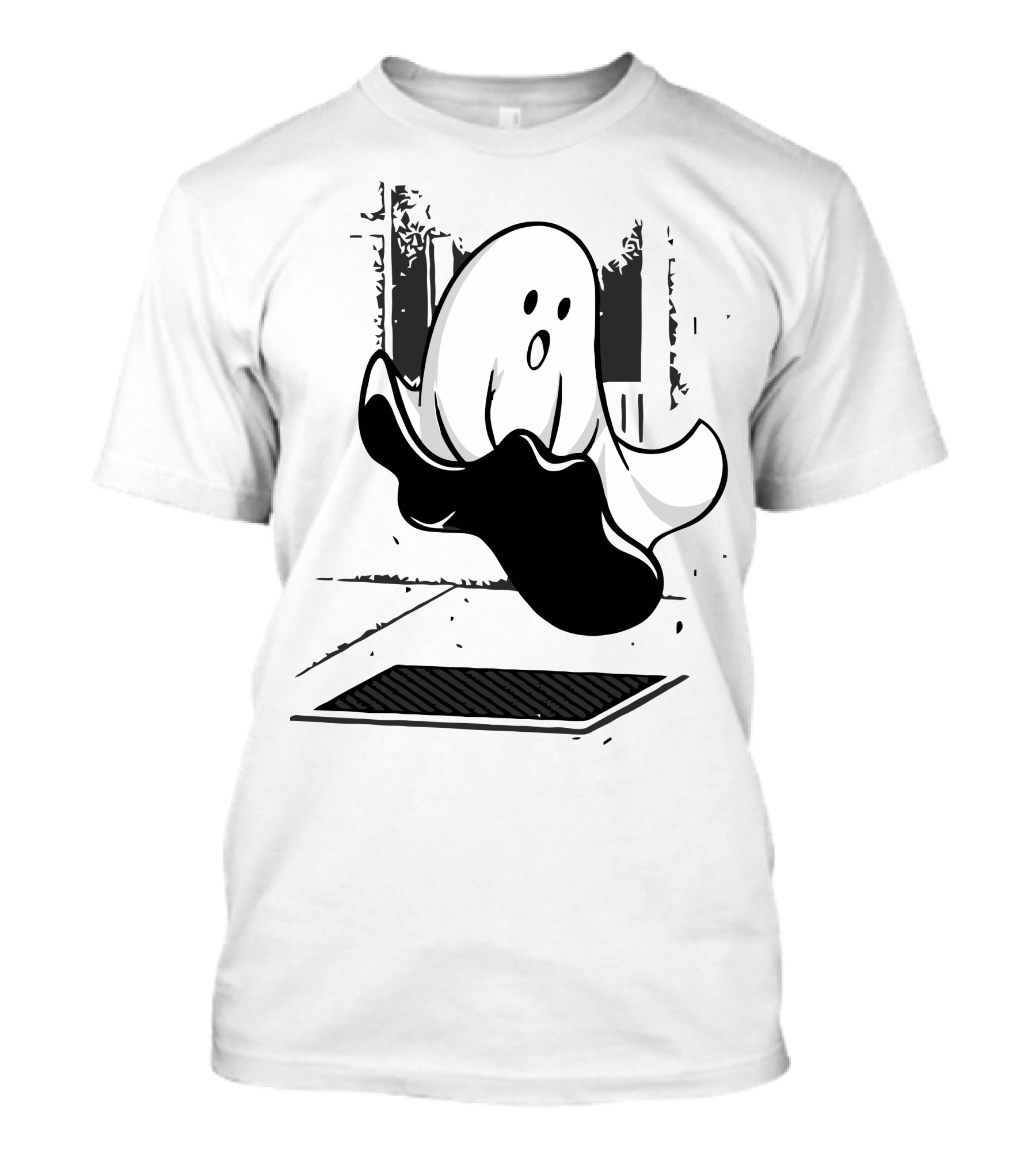Ghost Floating Over Sewer Grate T-Shirt