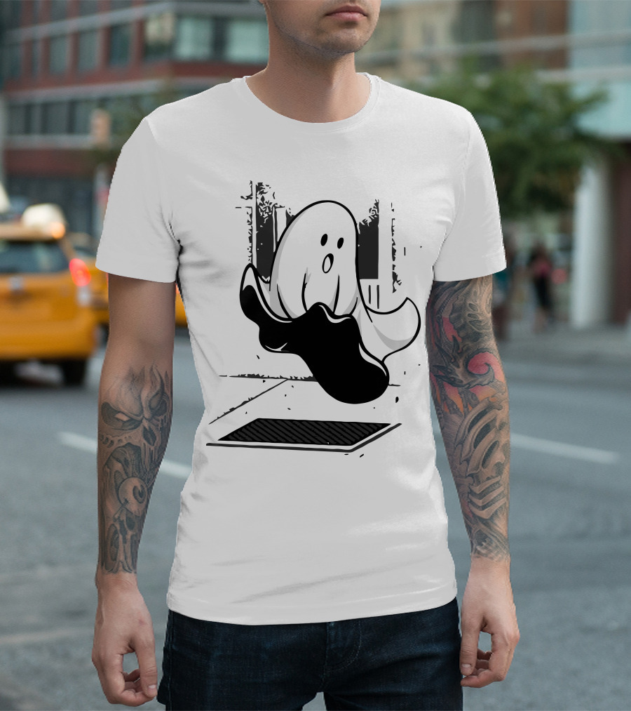 Ghost Floating Over Sewer Grate T-Shirt