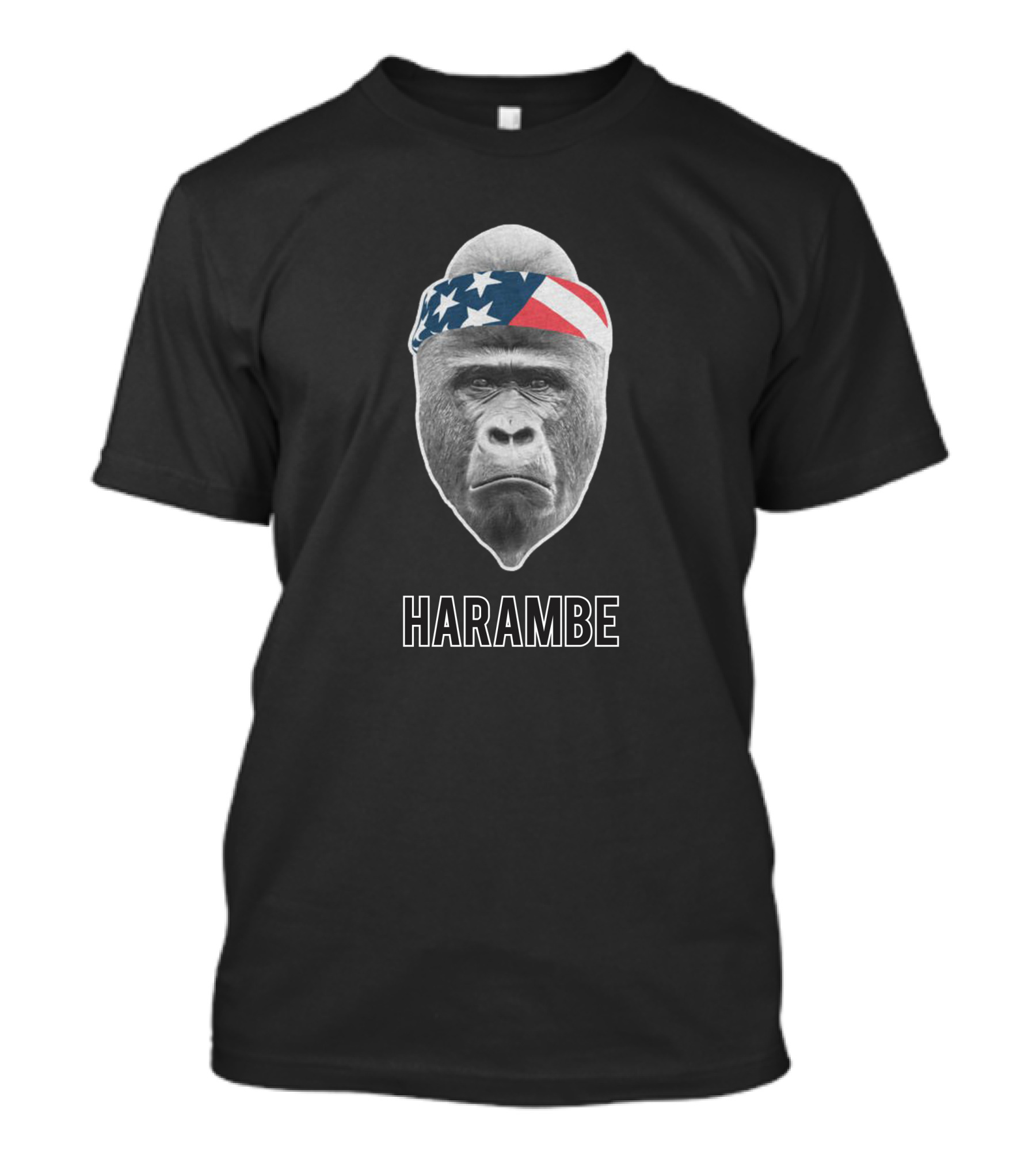 Harambe With American Flag Headband T-Shirt