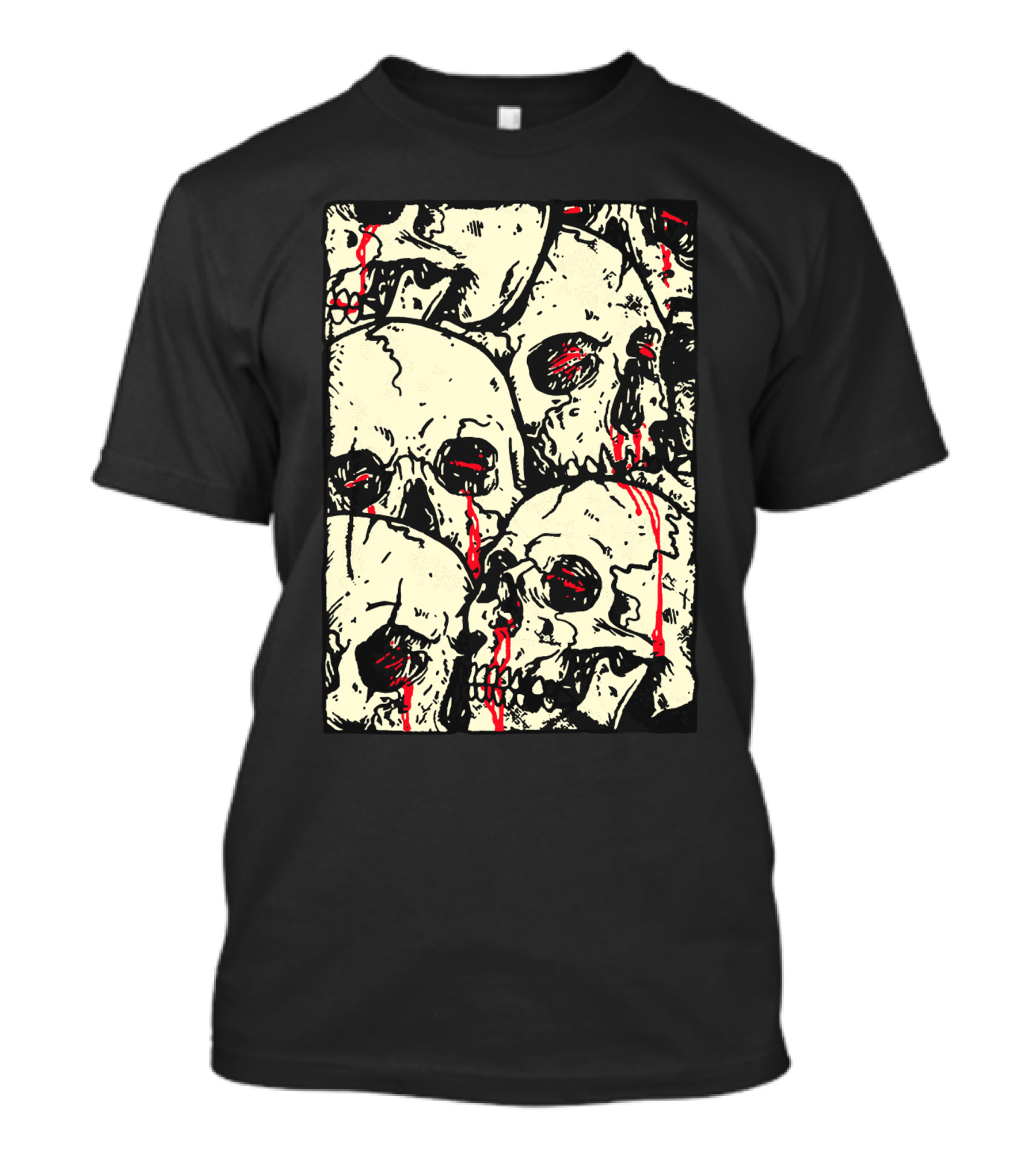 Killed Tear Drop Skull Artwork With Dripping Red Eyes T-Shirt