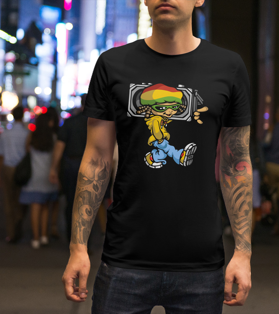 Reggae Boy Rasta Cool Boombox T-Shirt