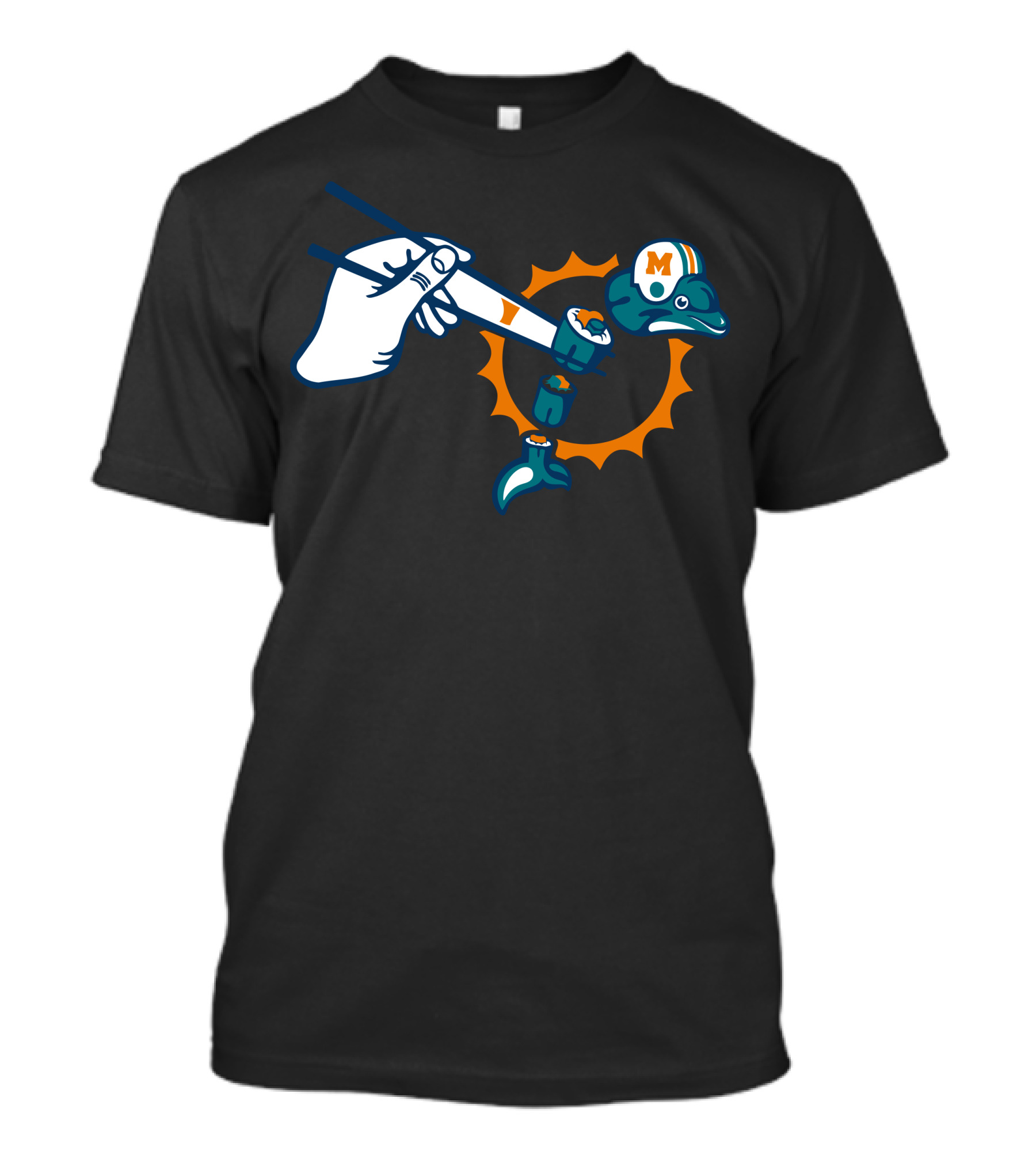 Miami Dolphins Sushi Roll Football Helmet T-Shirt