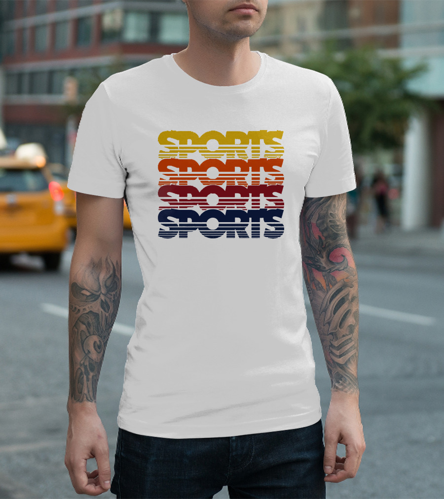 Retro Multi-Colored Sports Text T-Shirt