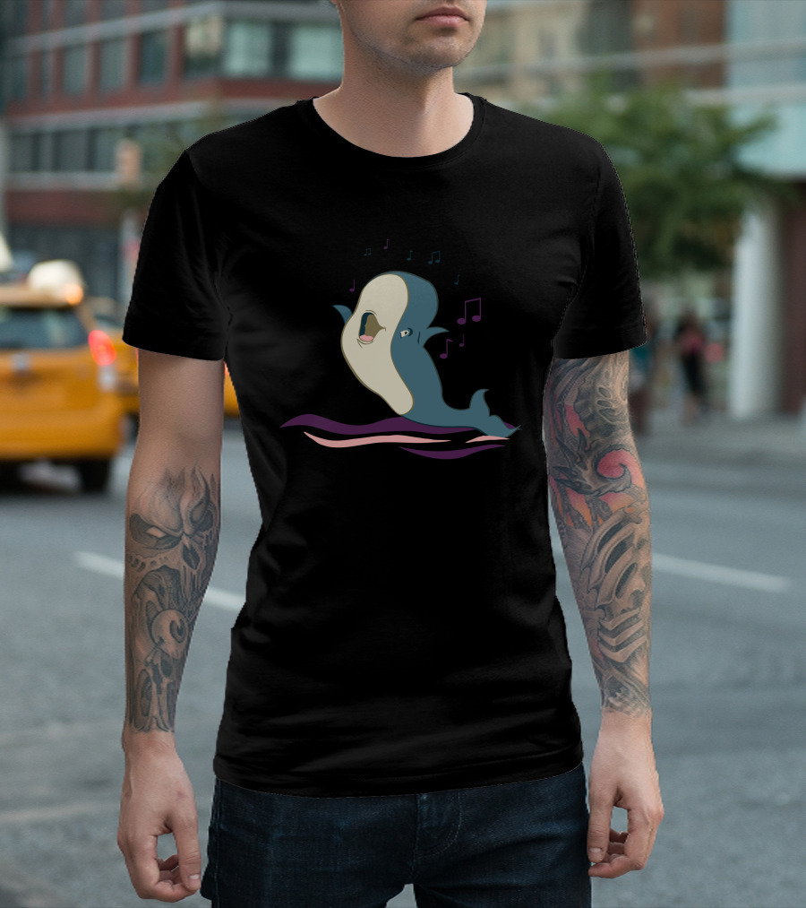Willie Whale Musical Notes Waves T-Shirt