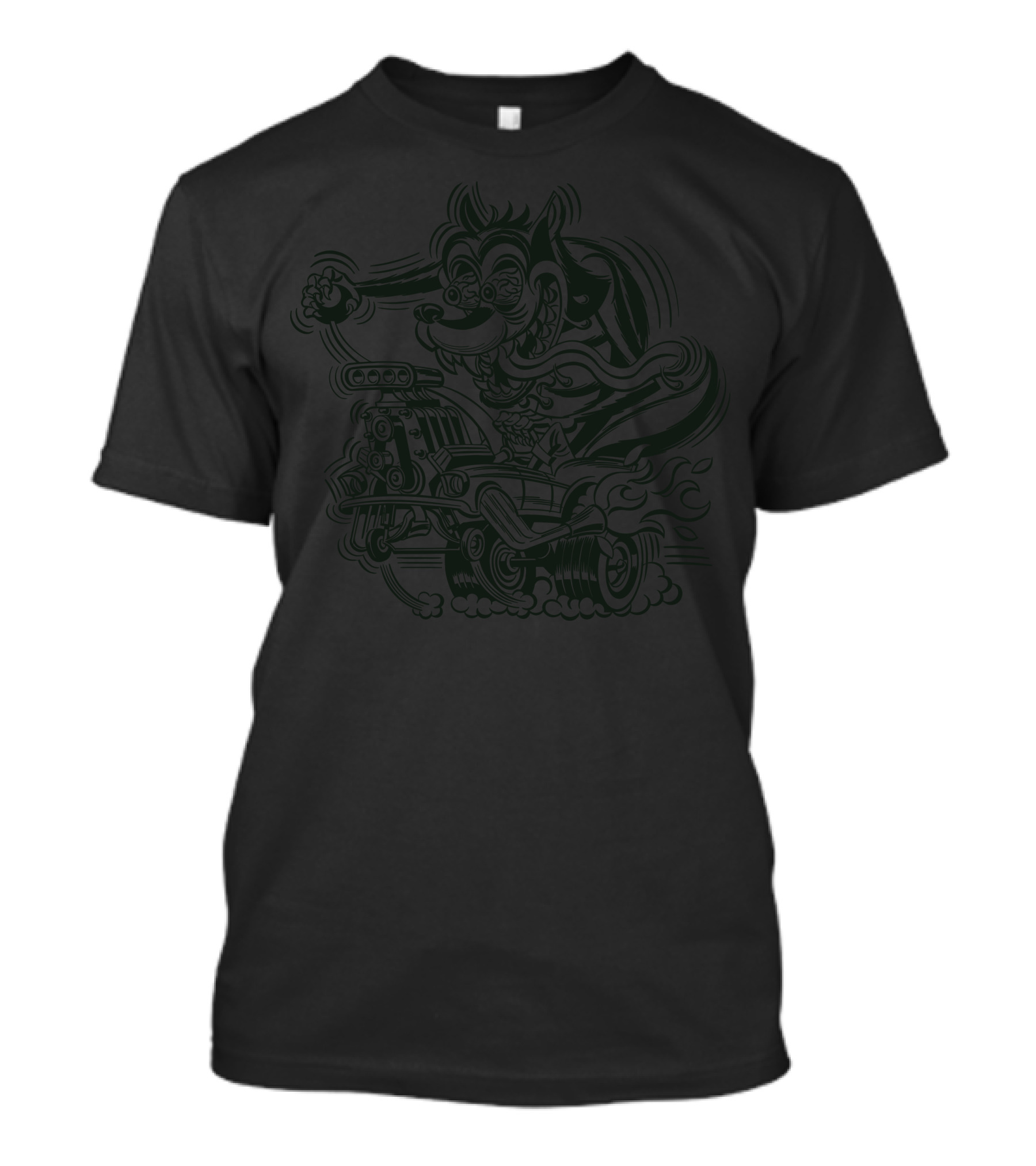 Wolf Racing Cartoon Hot Rod Adventure T-Shirt