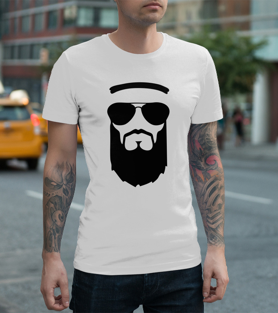 Beard Muslim Face Icon with Sunglasses and Headband T-Shirt