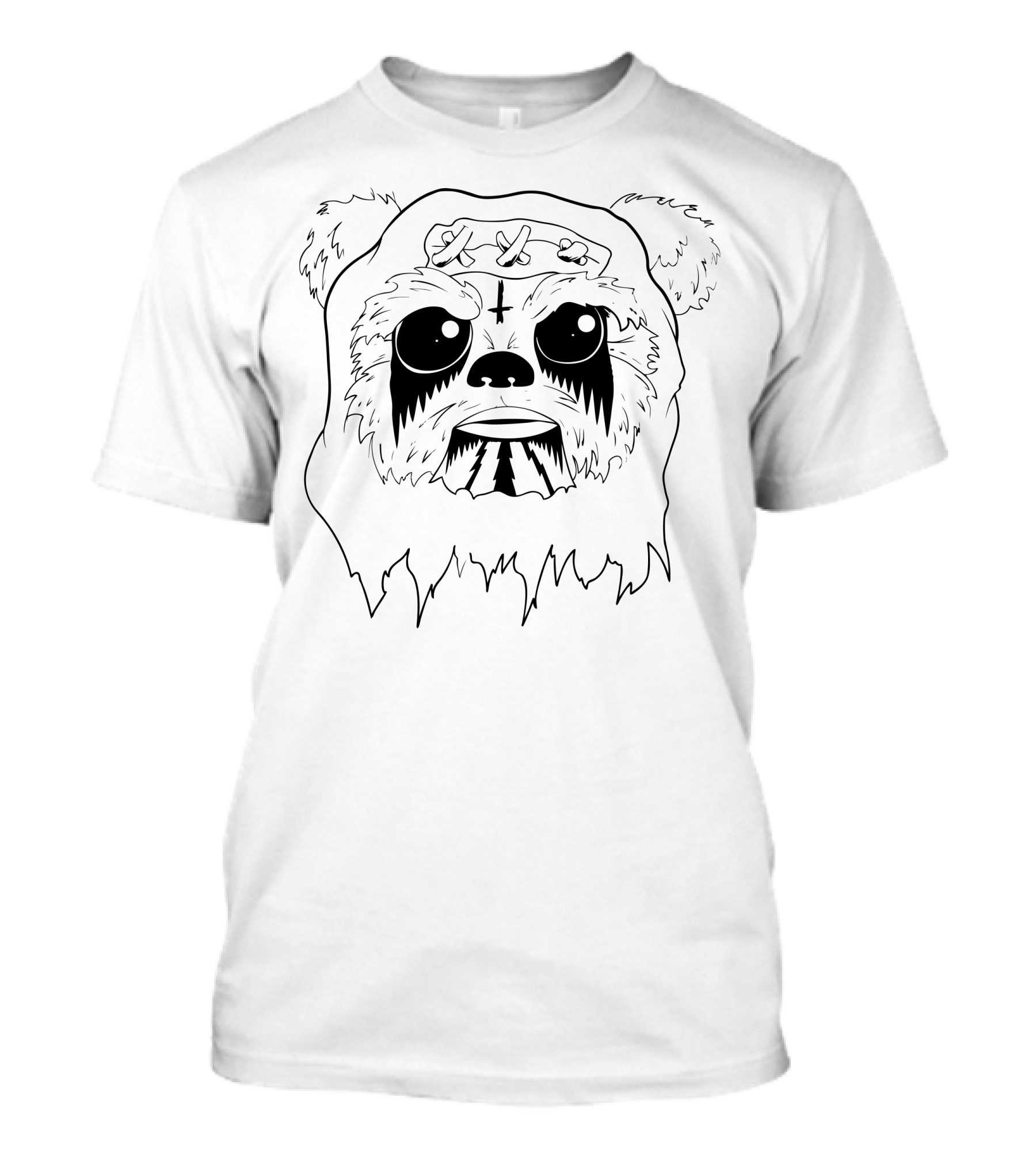 Black Metal Ewok Grim Cross Facepaint Forest Creature T-Shirt