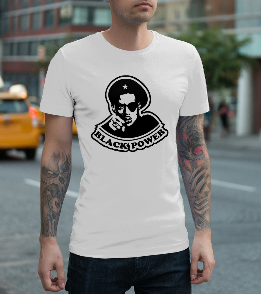 Black Power Iconic Star Afro Black Hat Sunglasses T-Shirt