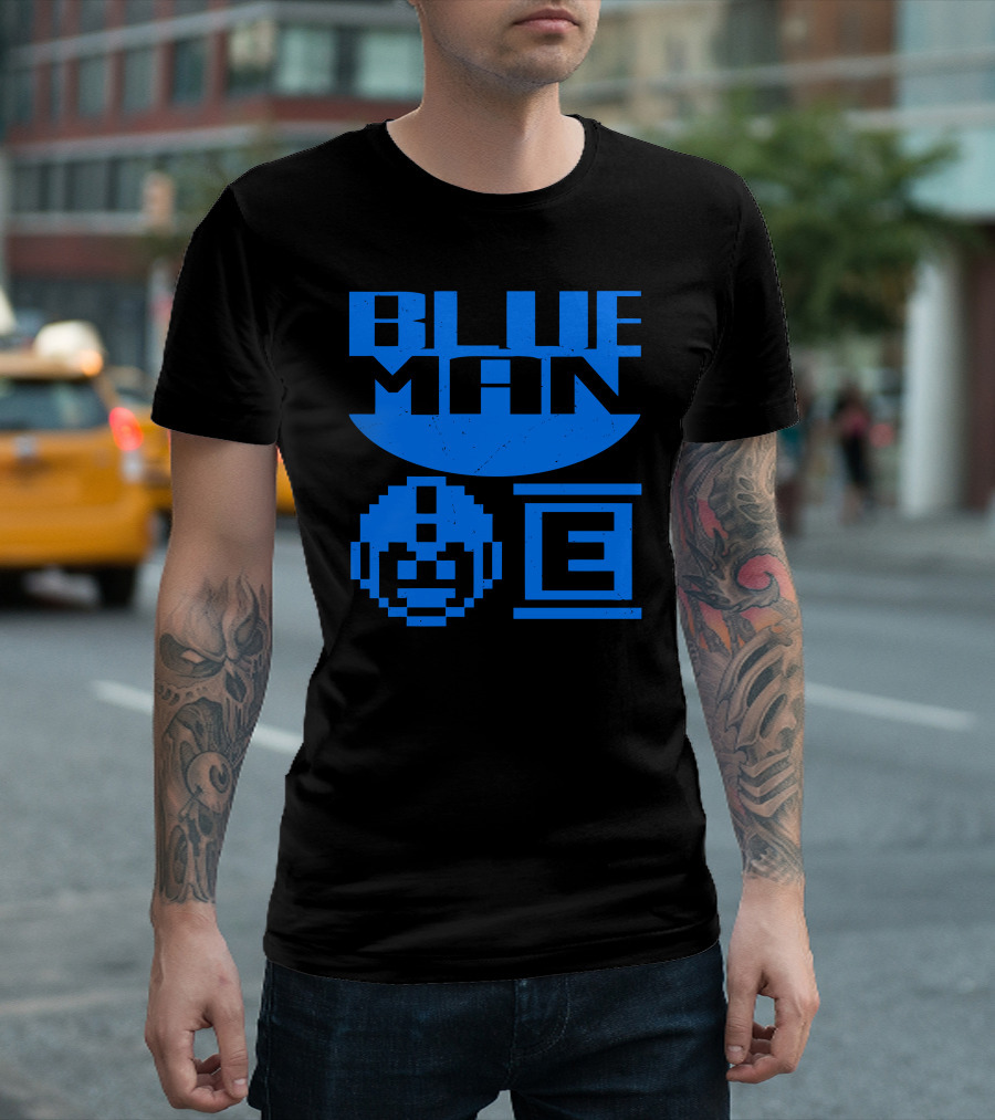 Blue Man Pixel Art With Classic E Energy Capsule T-Shirt