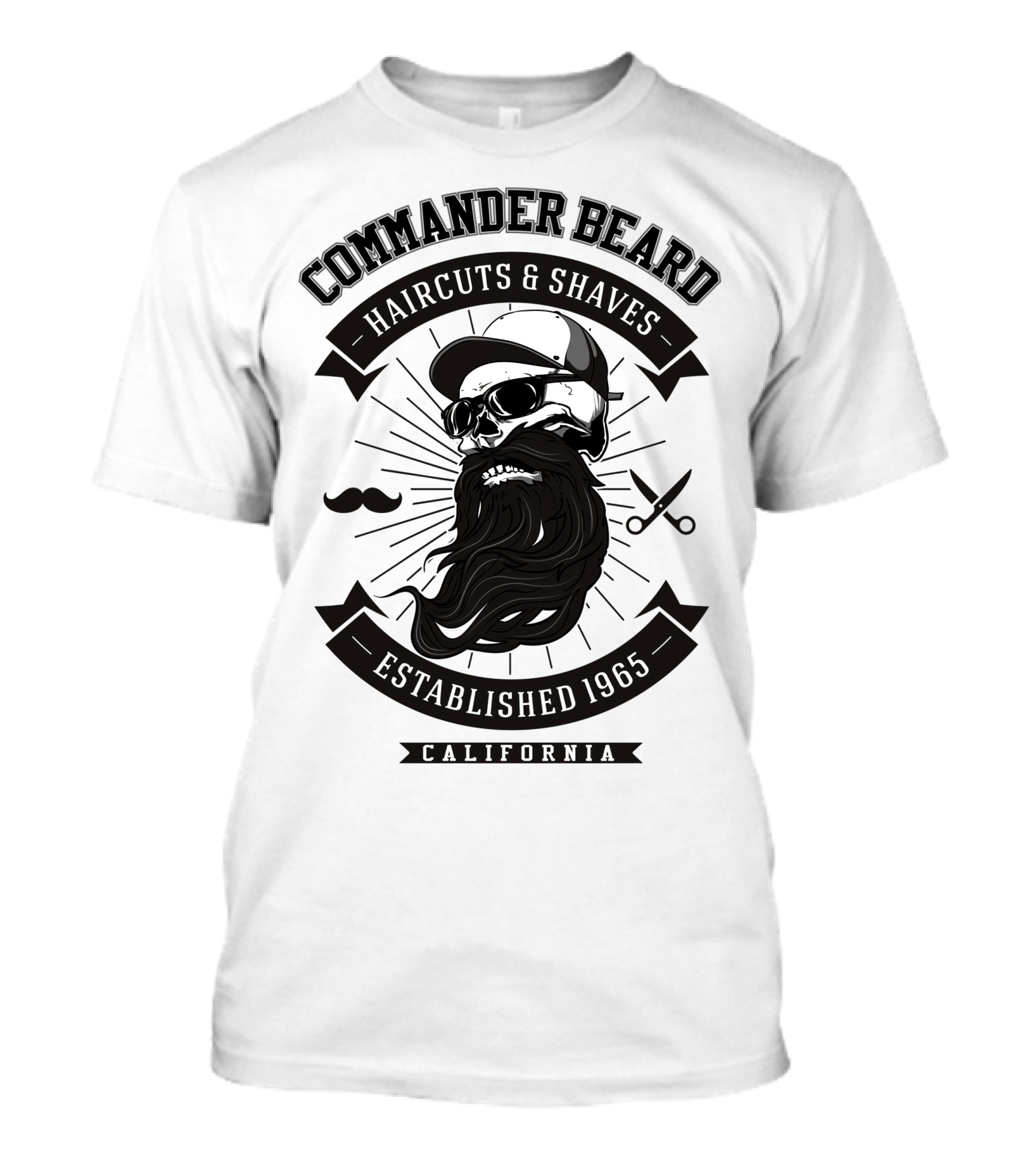 Commander Beard Haircuts And Shaves Established 1965 California T-Shirt