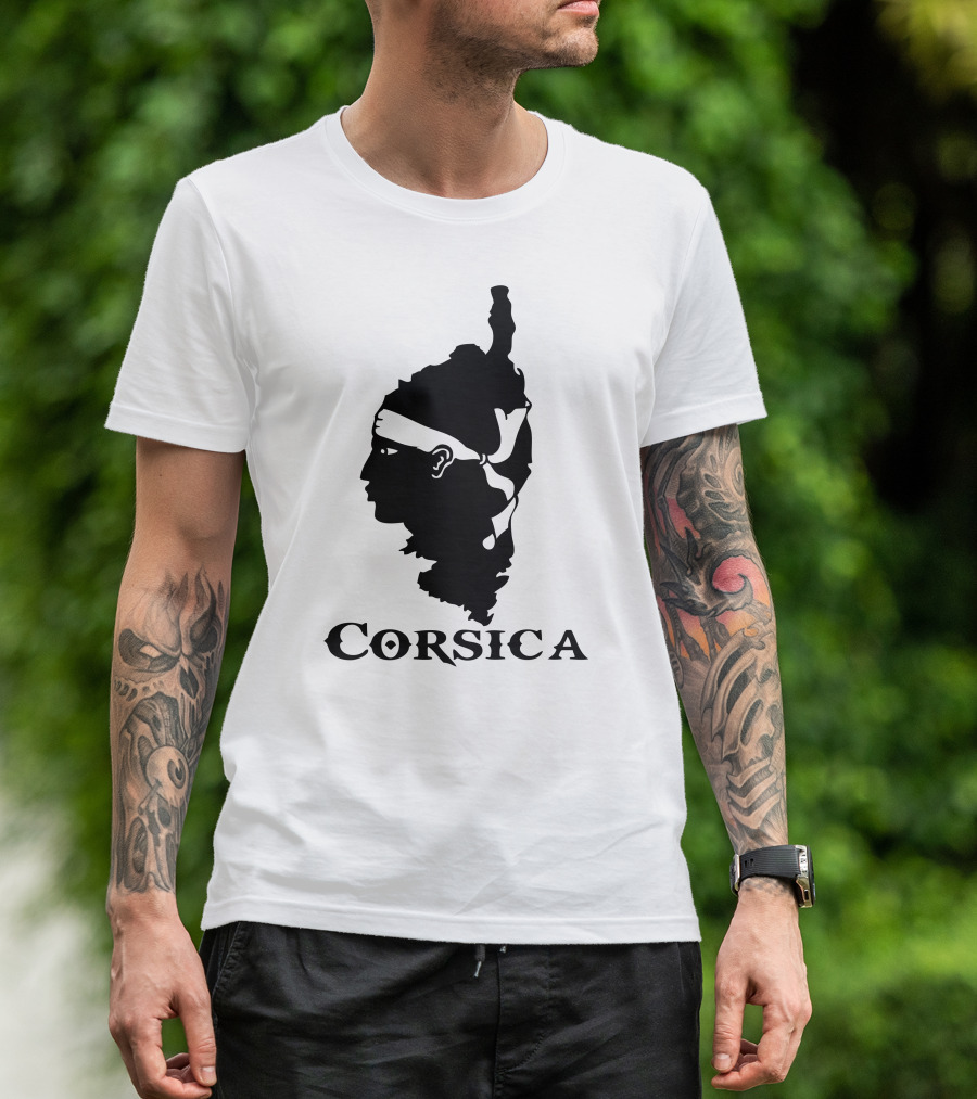 Corsica Head Silhouette Corsican Flag Emblem T-Shirt