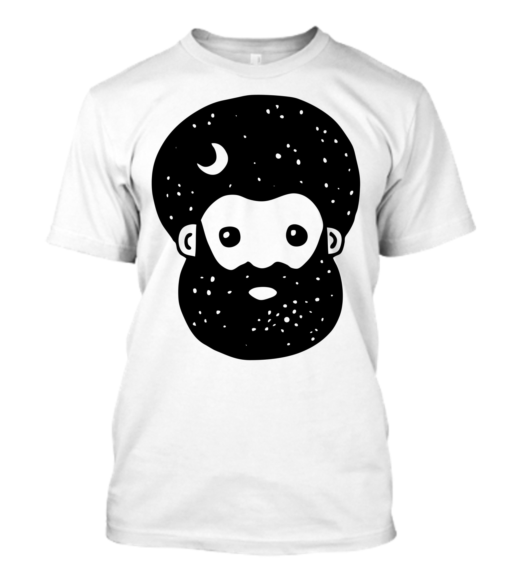 Cosmos Night Starry Bearded Figure With Crescent Moon T-Shirt