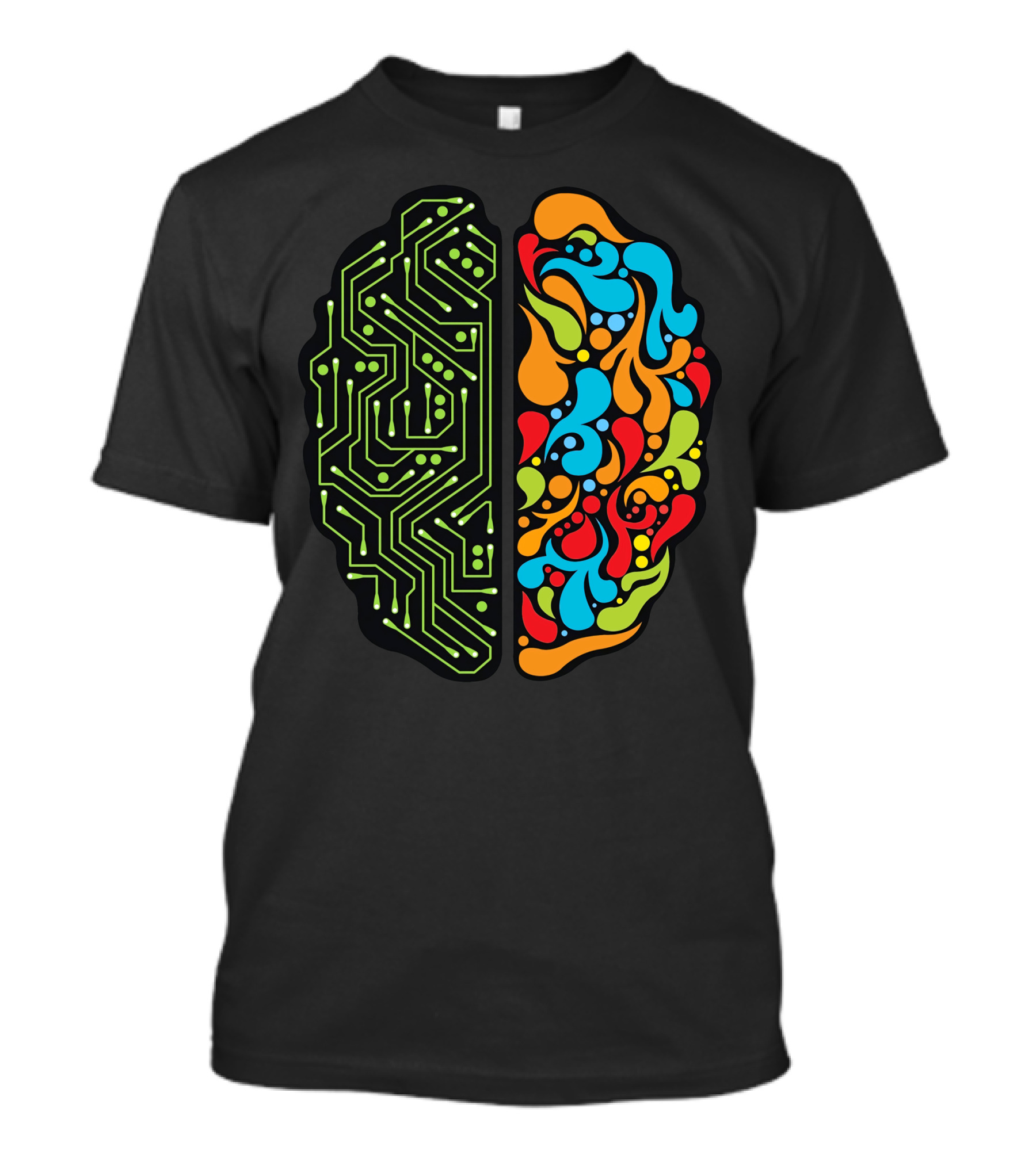 Creative And Rational Circuitry Meets Colorful Abstract Brain T-Shirt