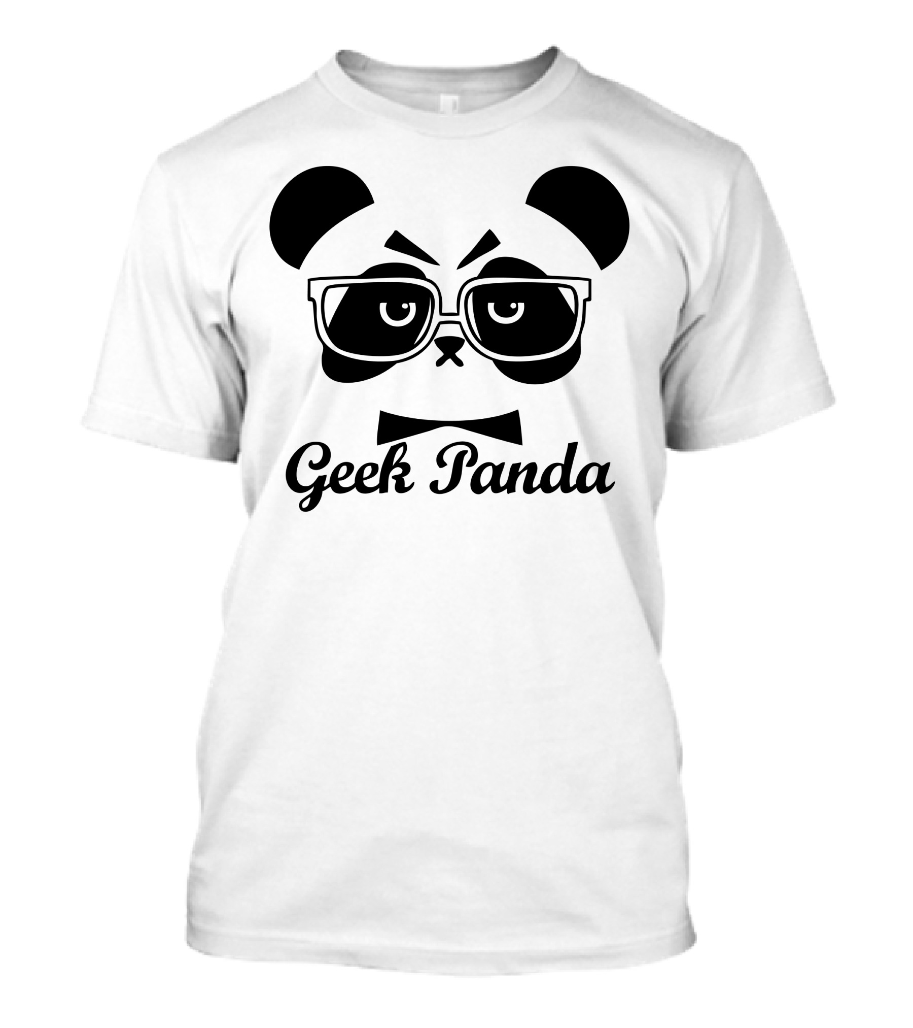 Geek Panda Glasses Bow Tie T-Shirt