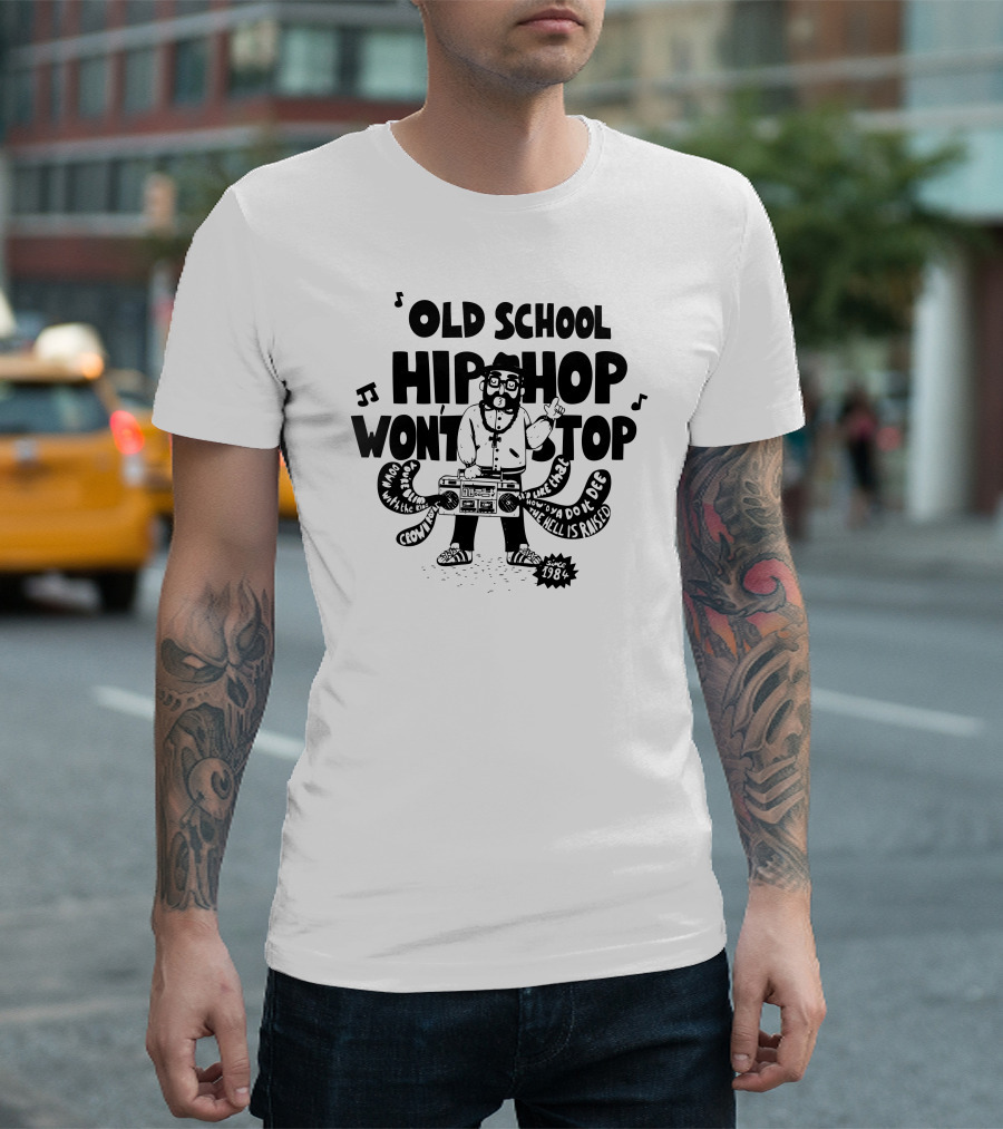 Old School Hip Hop Won't Stop 1984 Boom Box T-Shirt