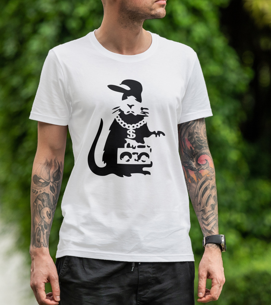 Rat Rapper Graffiti Mouse Chain Boombox T-Shirt