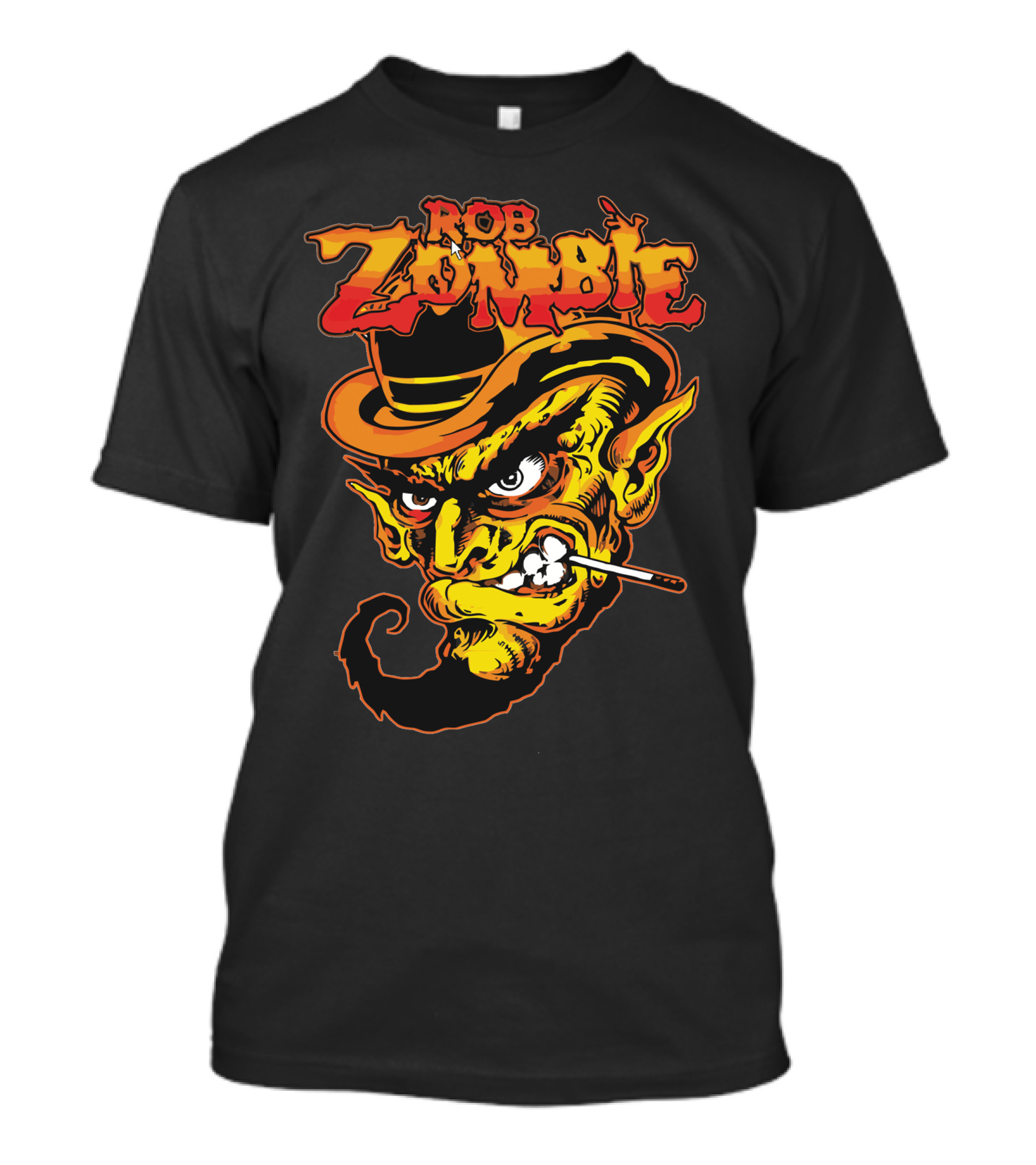 Rob Zombie Logo With Smoking Green Goblin Wearing Top Hat T-Shirt