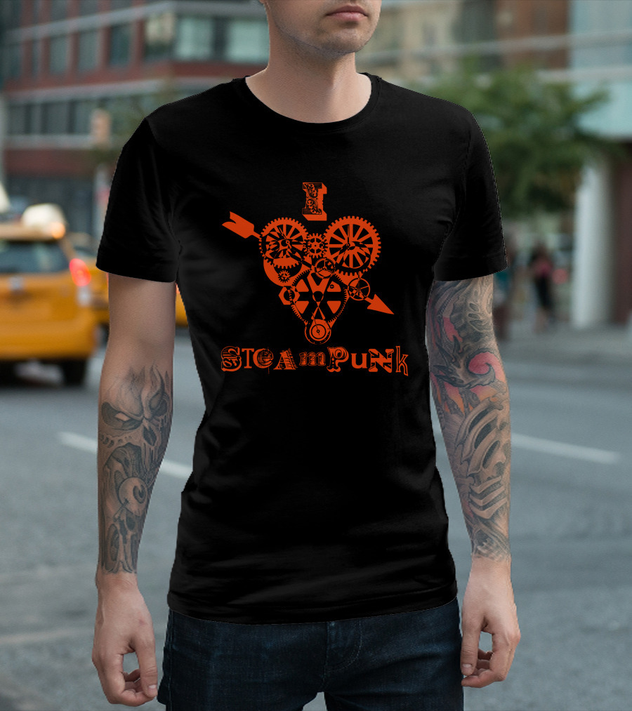 STEAM PUNK Heart Gears And Cogs T-Shirt