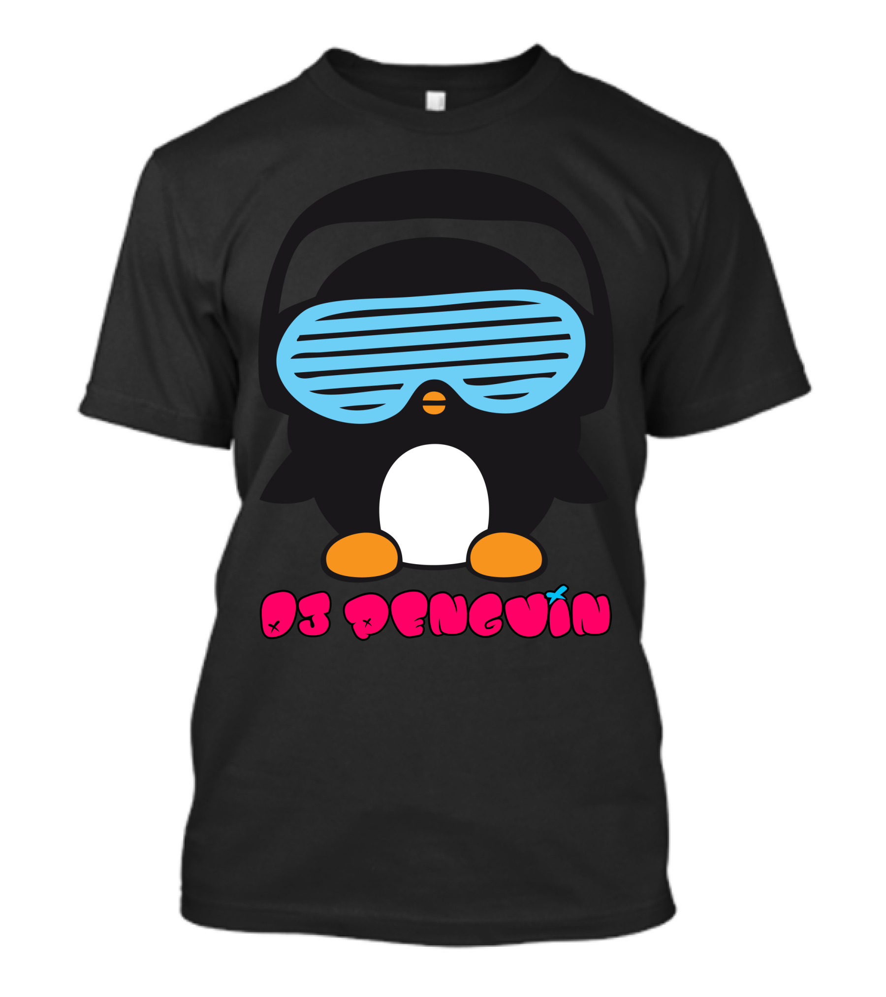DJ Penguin Headphones And Blue Visor T-Shirt