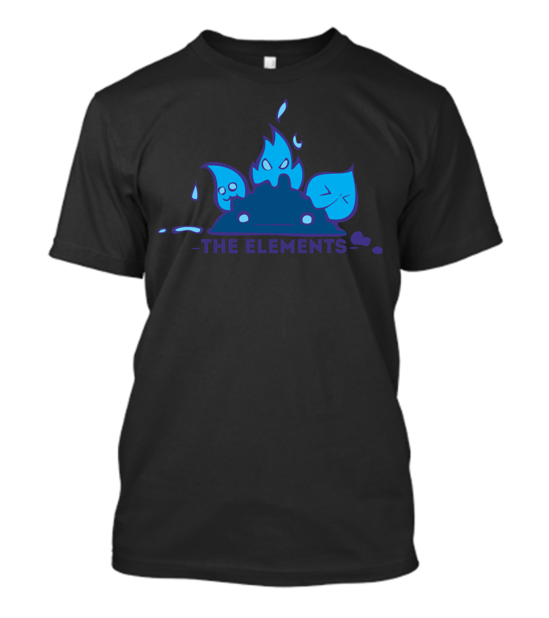 The Elements: Water Fire Earth Air Faces In Blue And Purple T-Shirt
