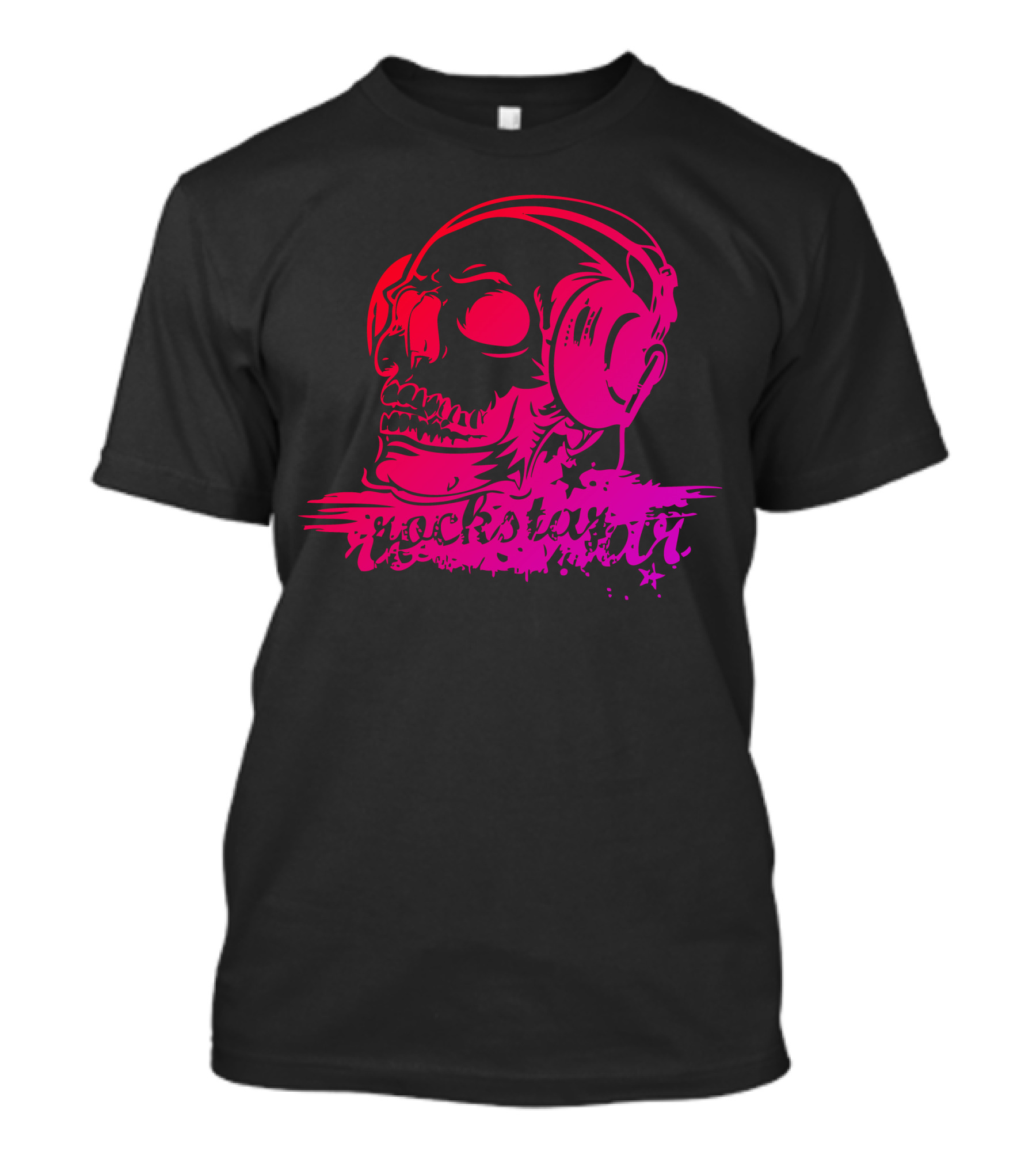 Rockstar Vintage Skull Music Headphones T-Shirt