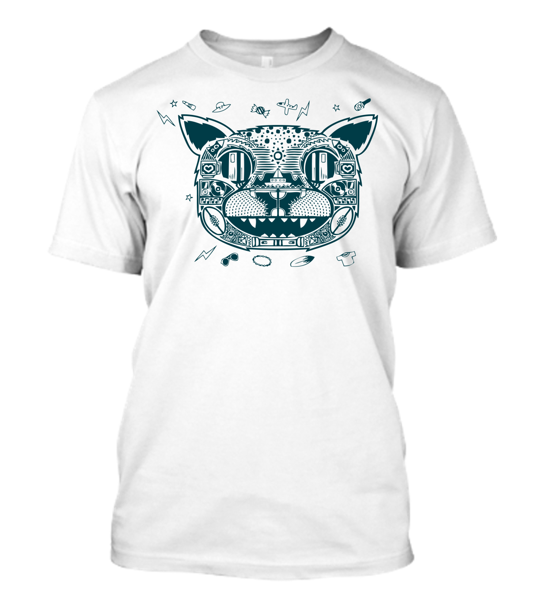 Waterfront Cat Futuristic Tech Vibes T-Shirt