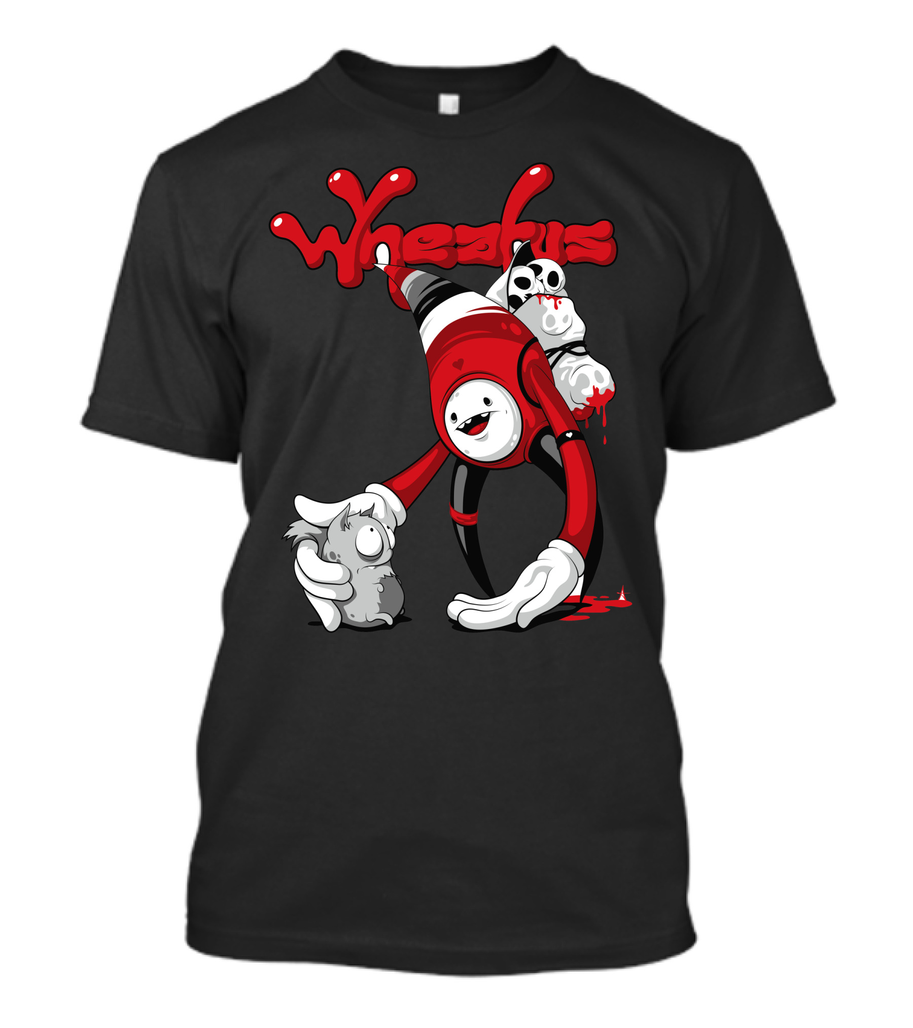Wheatus Valentine Animated Red Robot With Skull And Cute Grey Animal T-Shirt