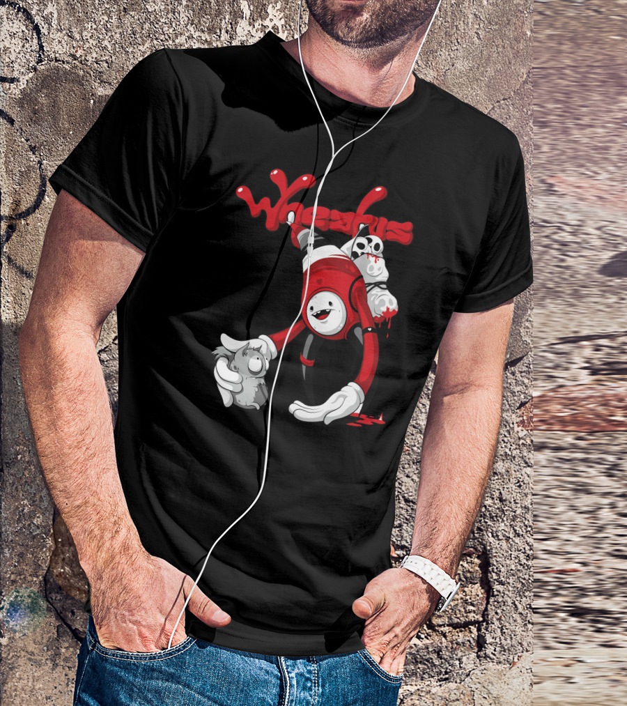 Wheatus Valentine Animated Red Robot With Skull And Cute Grey Animal T-Shirt