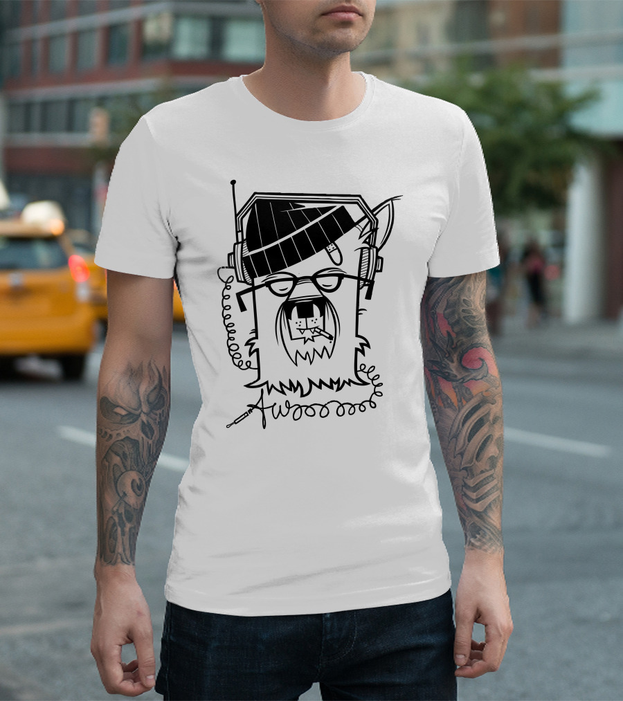 Where The Party At Urban Wolf with Headphones and Hip Hop T-Shirt