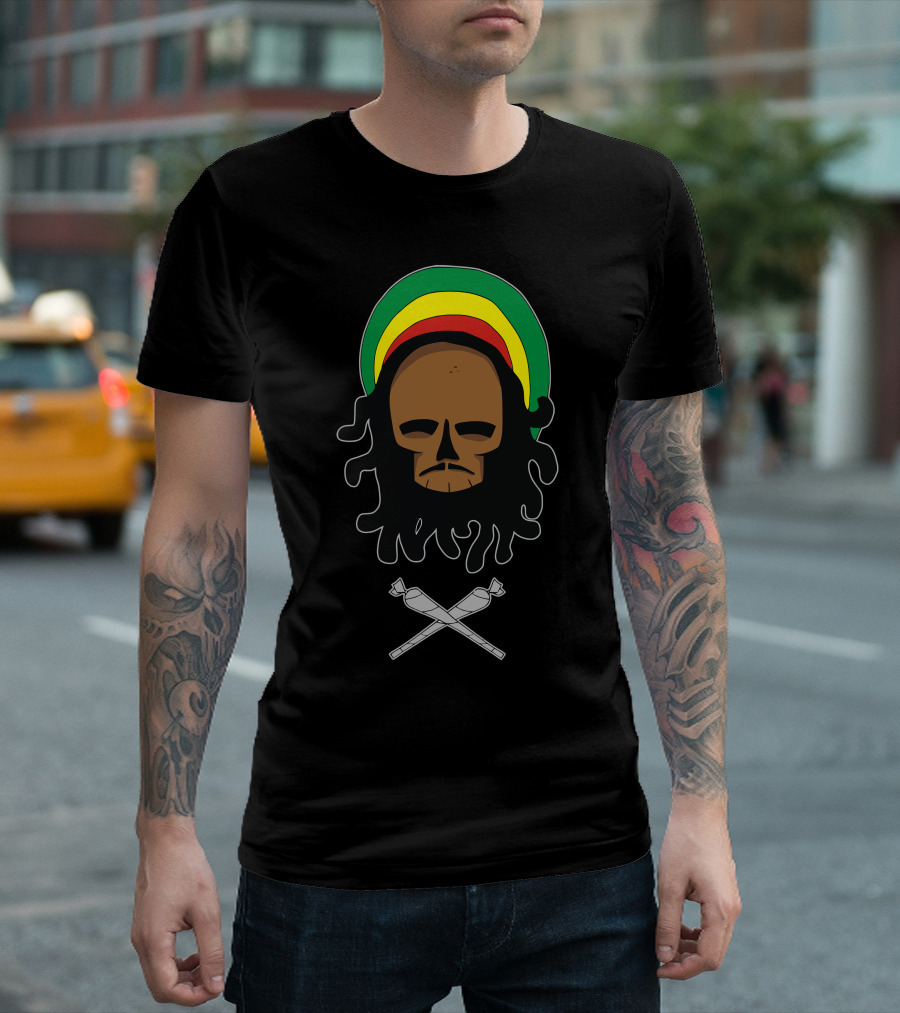 Bob Marley Skull Rasta Hat Reggae T-Shirt