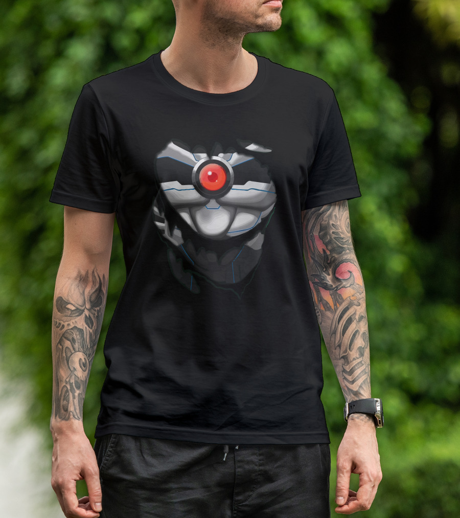 Victor Robot Mask With Red Eyes T-Shirt