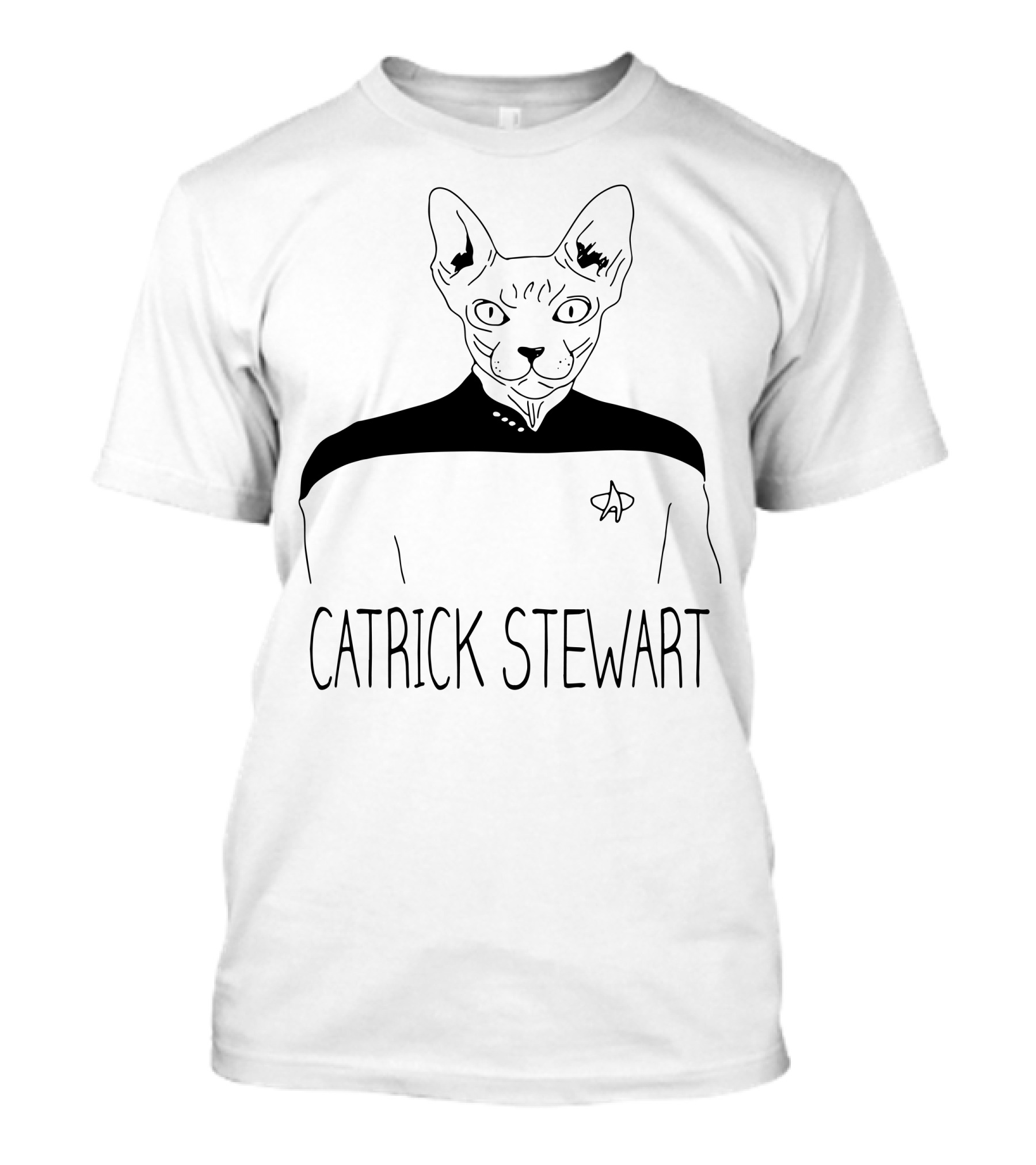 Catrick Stewart Star Trek Cat T-Shirt