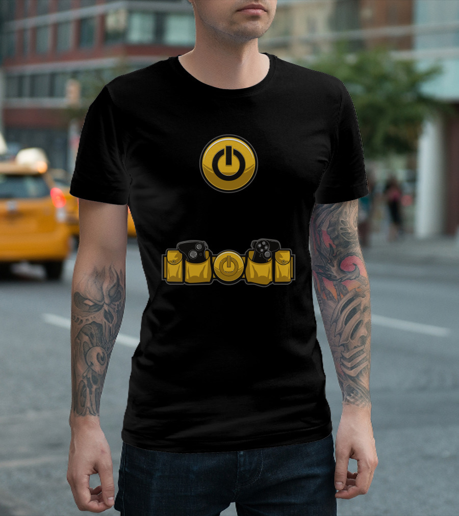 Power Symbol Gamer Utility Belt Featuring Game Controllers T-Shirt
