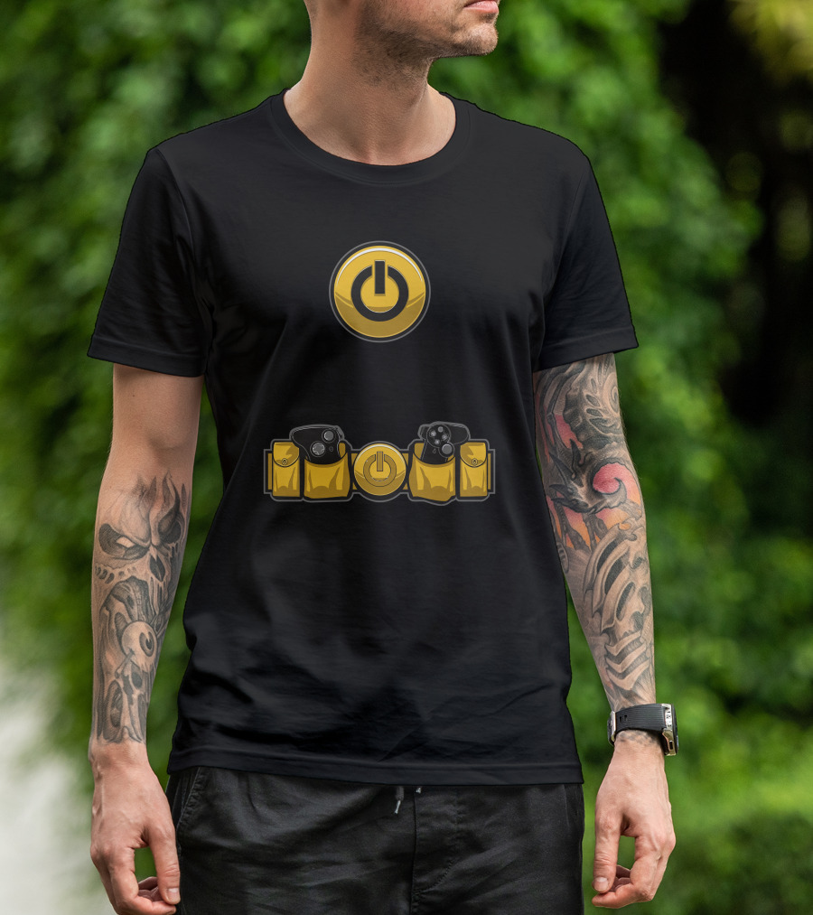 Power Symbol Gamer Utility Belt Featuring Game Controllers T-Shirt