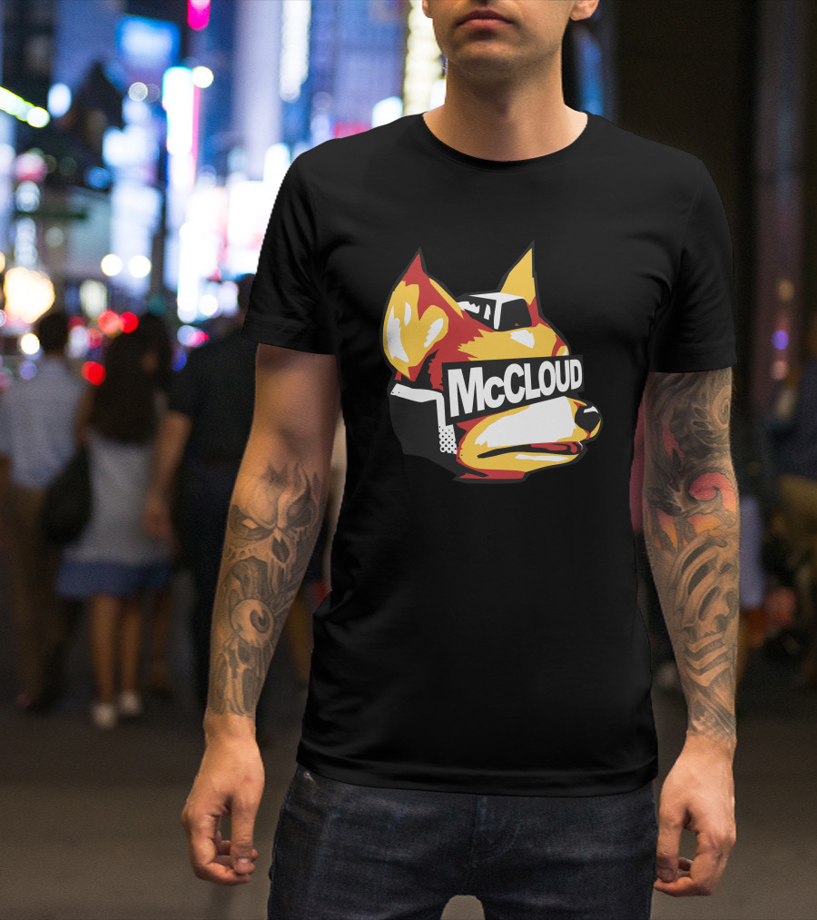 Halftone Fox McCloud Retro Gaming T-Shirt