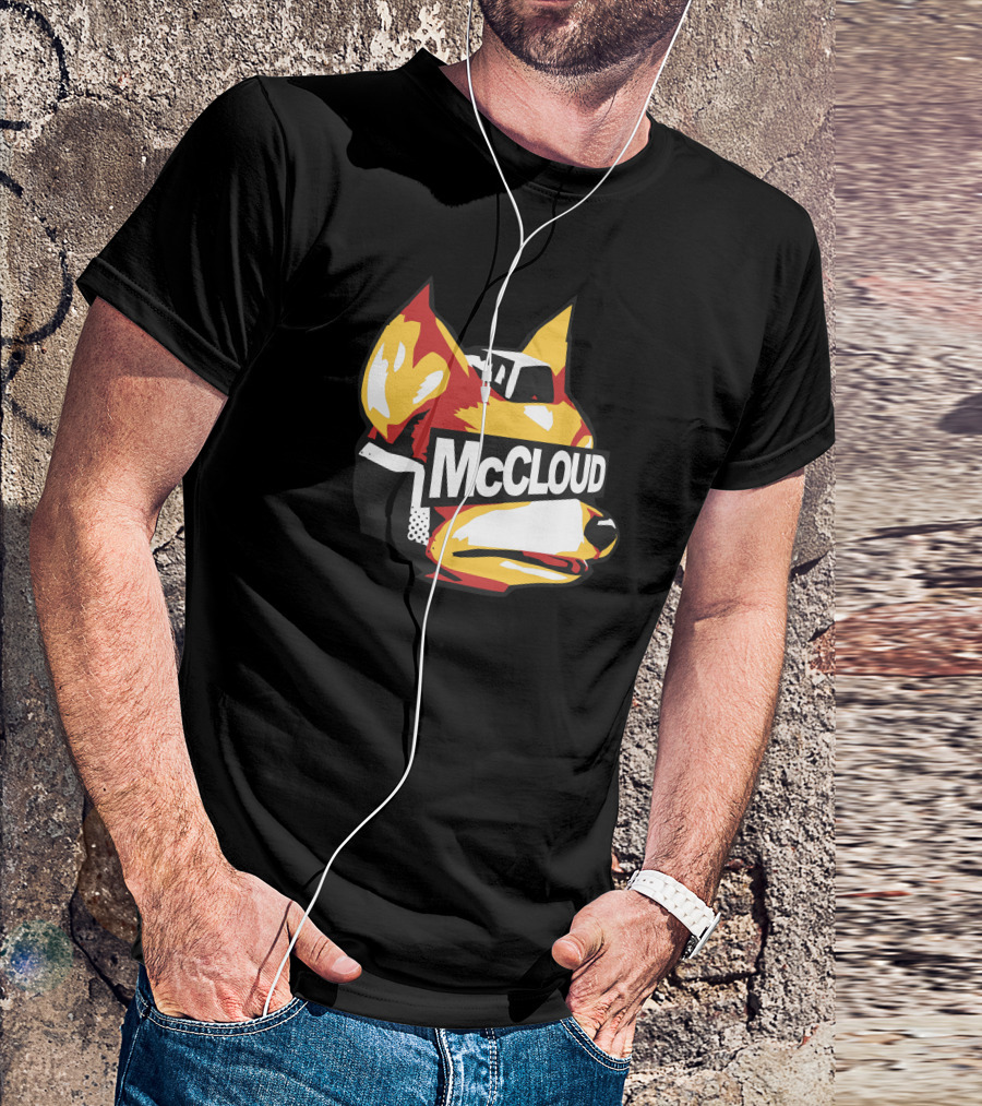 Halftone Fox McCloud Retro Gaming T-Shirt