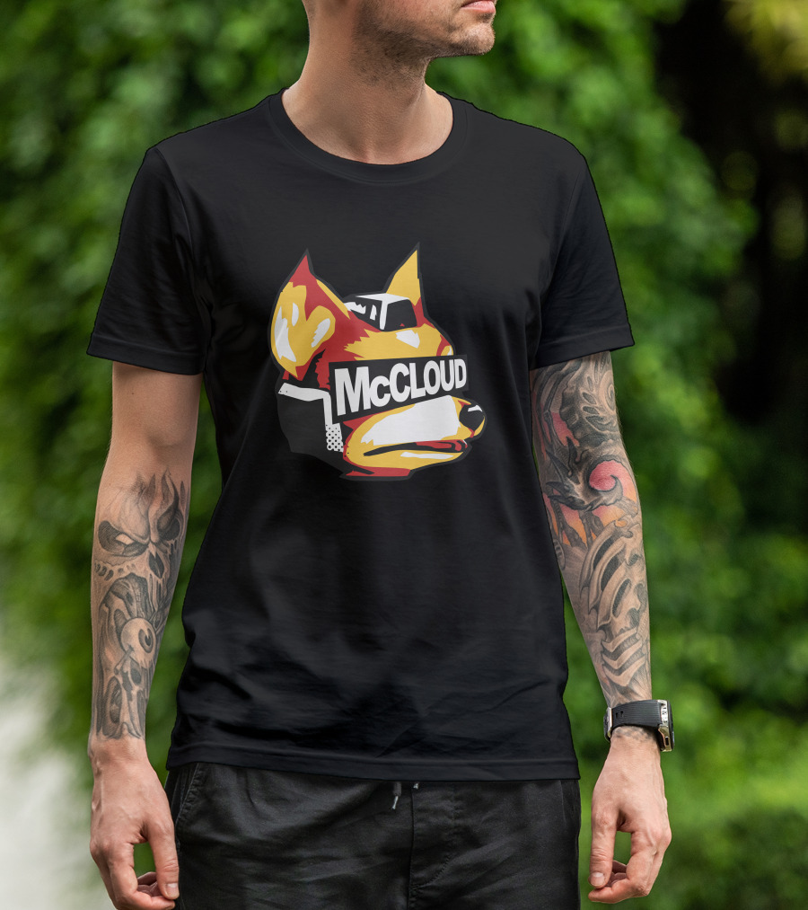 Halftone Fox McCloud Retro Gaming T-Shirt