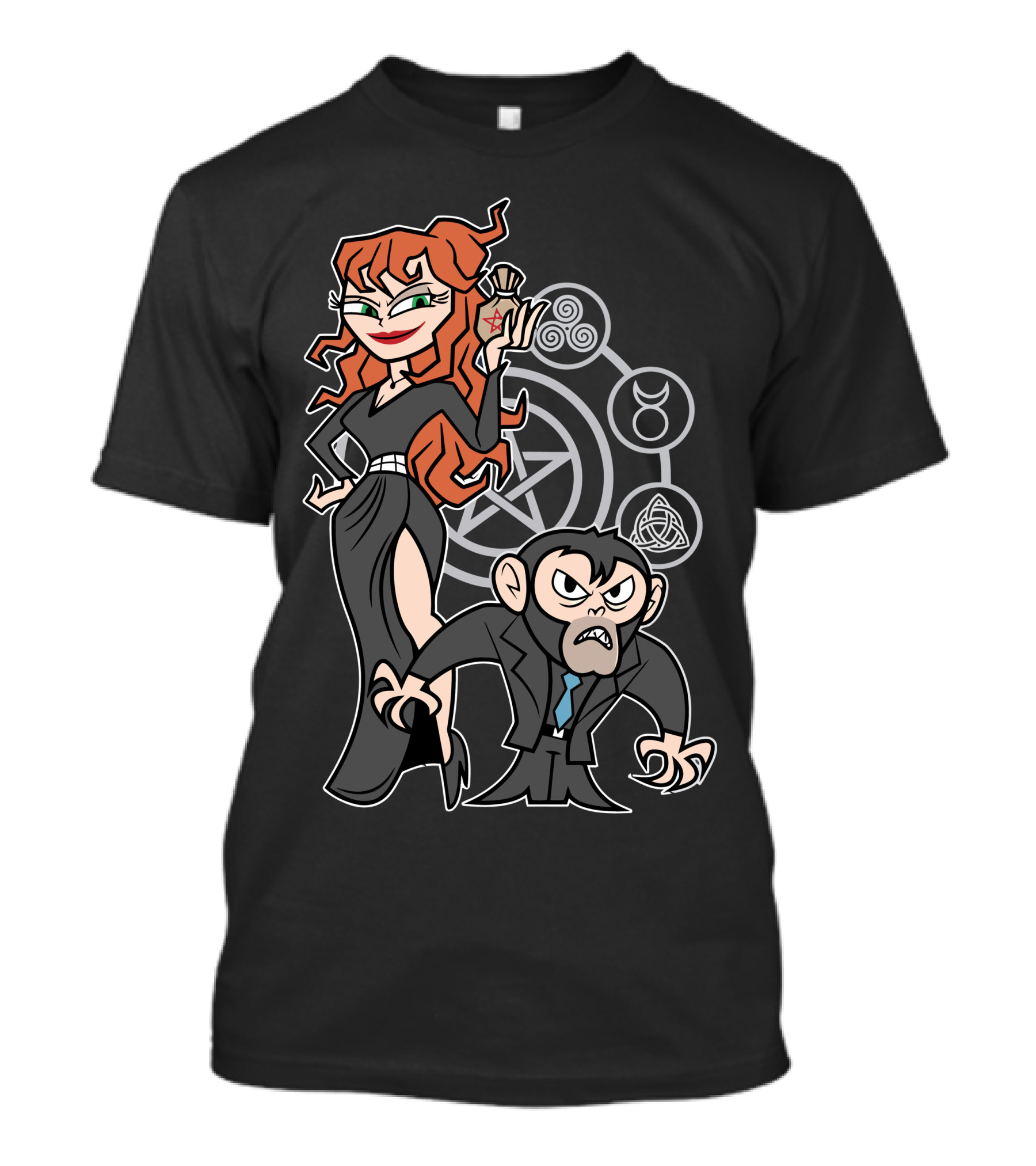 Like Mother Like Son Cartoon Character Duo With Mystical Symbols T-Shirt