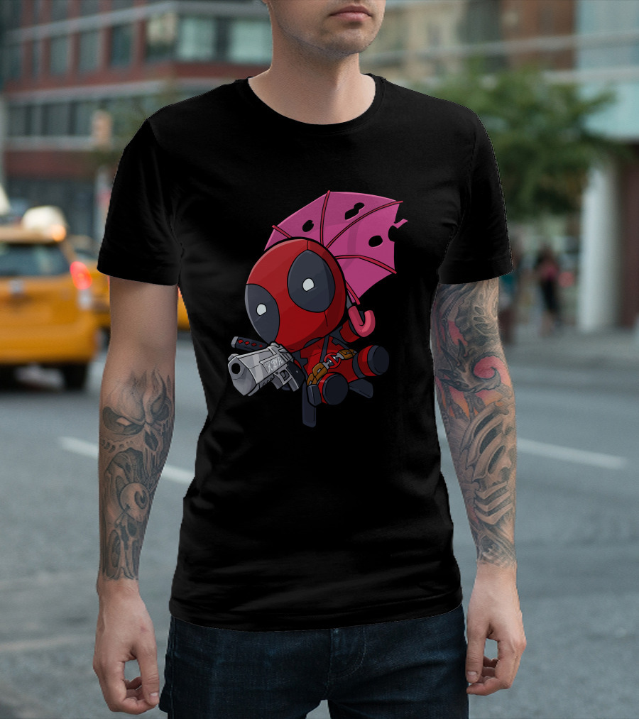 Deadpool Chibi Parachute Umbrella Fun T-Shirt