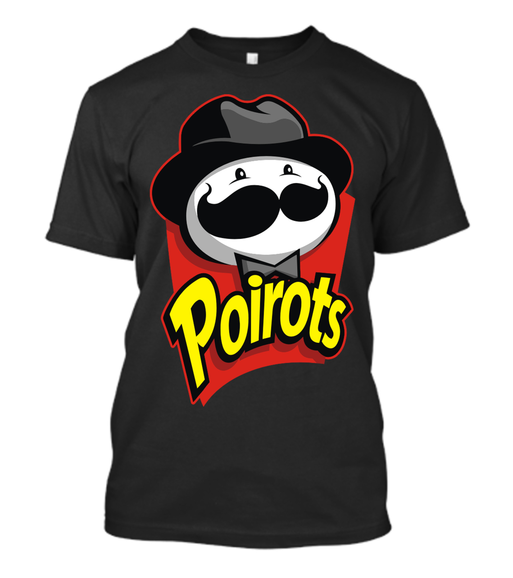Poirots Little Grey Chips Detective Mustache T-Shirt