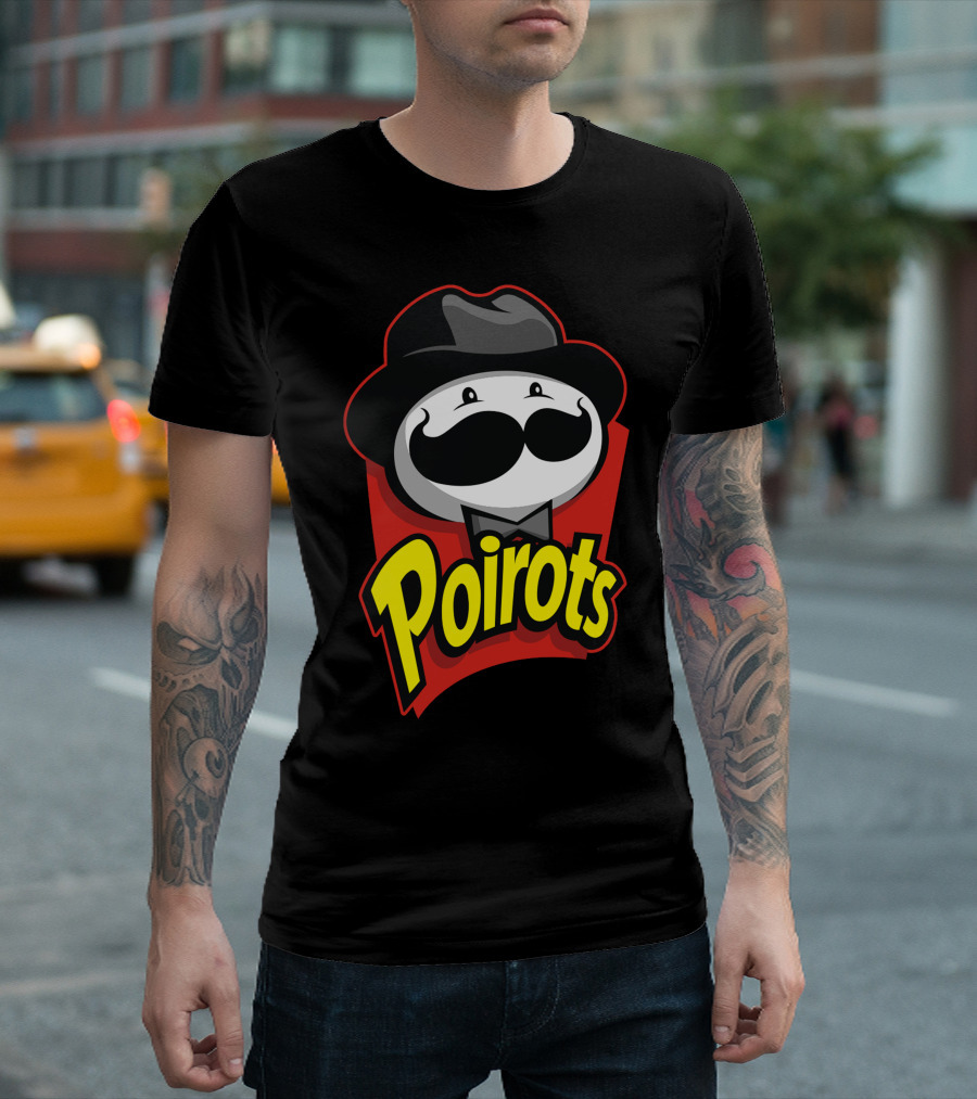 Poirots Little Grey Chips Detective Mustache T-Shirt